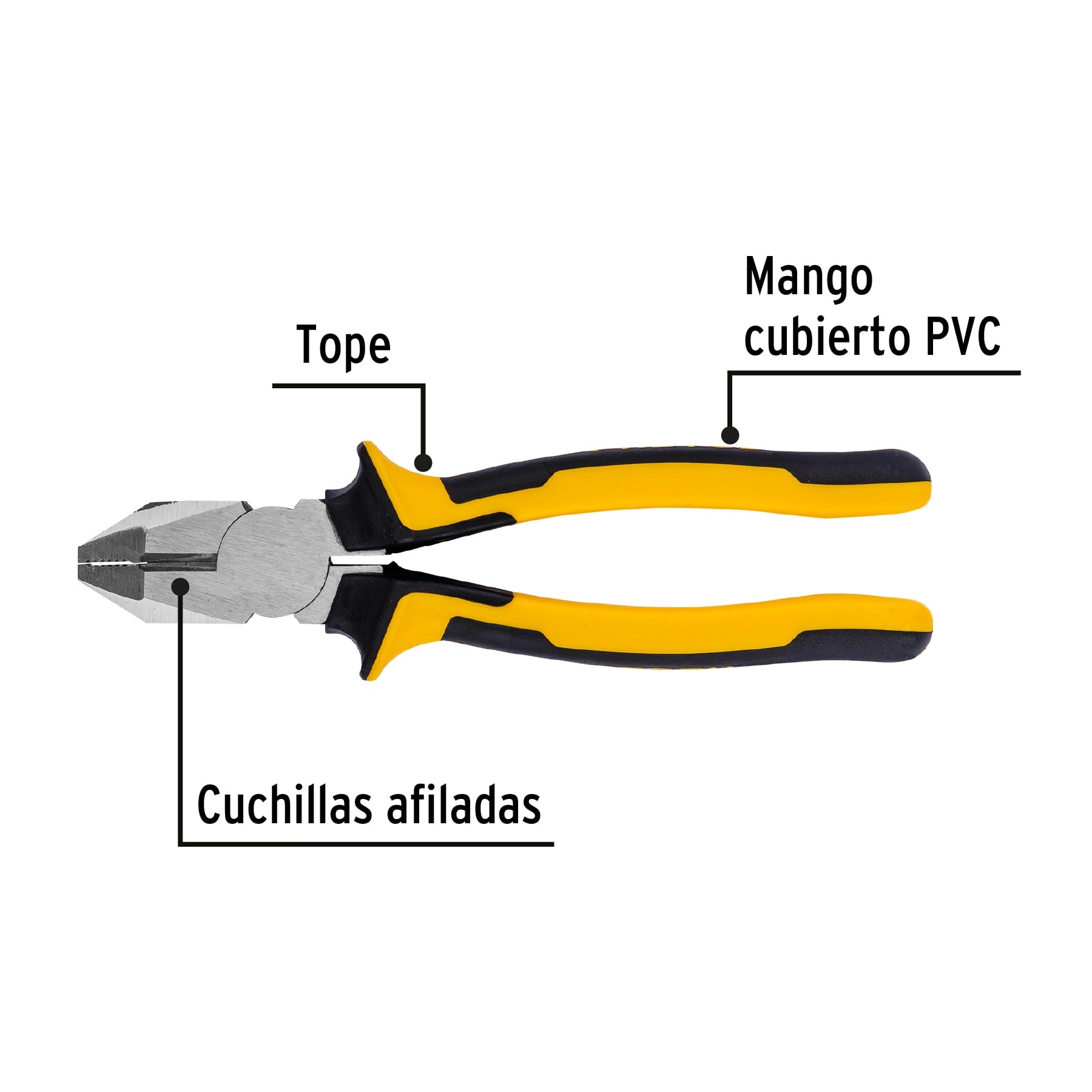 Pinza p/electricista 8" uso rudo, Comfort Grip, PRETUL