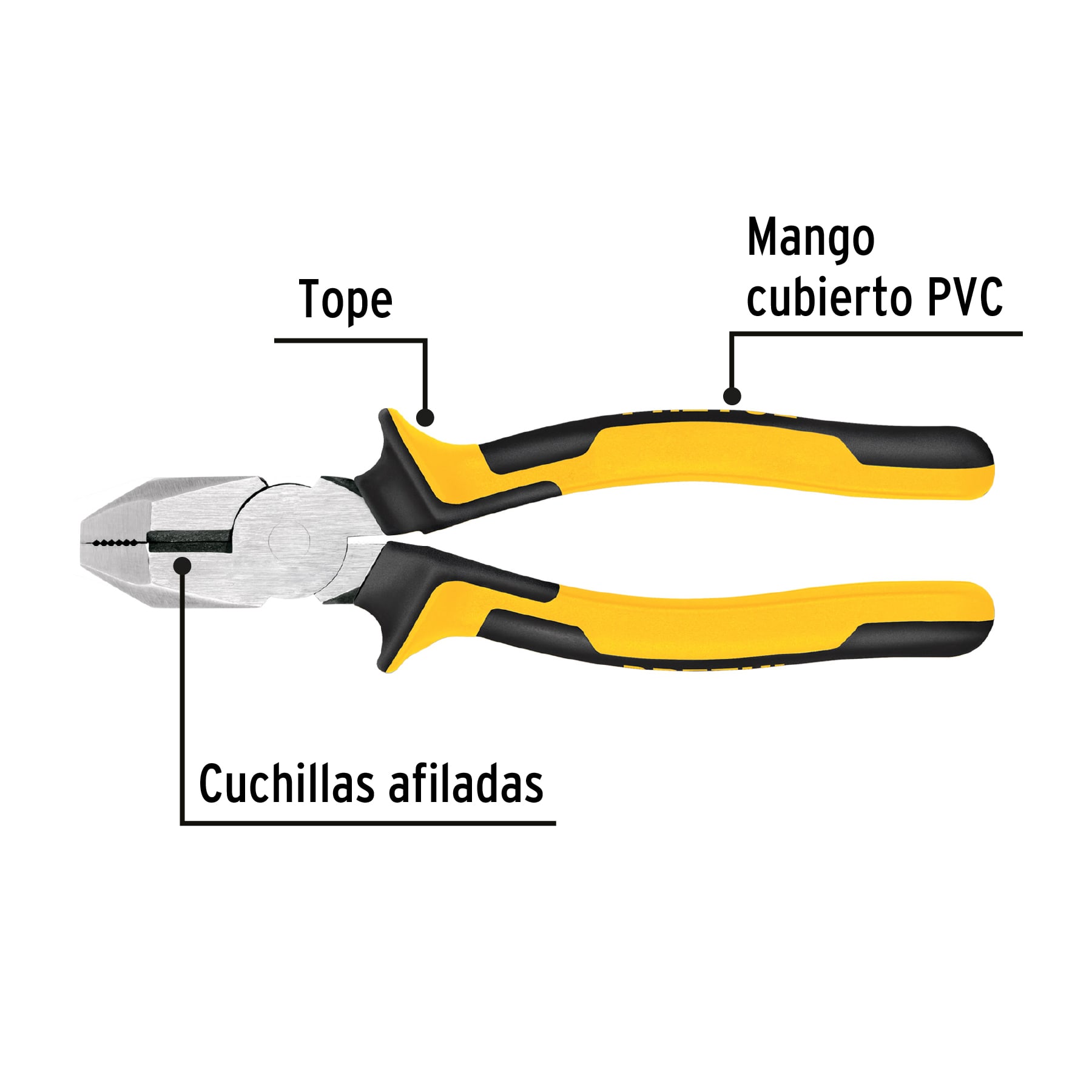 Pinza p/electricista 9" uso rudo, Comfort Grip, PRETUL
