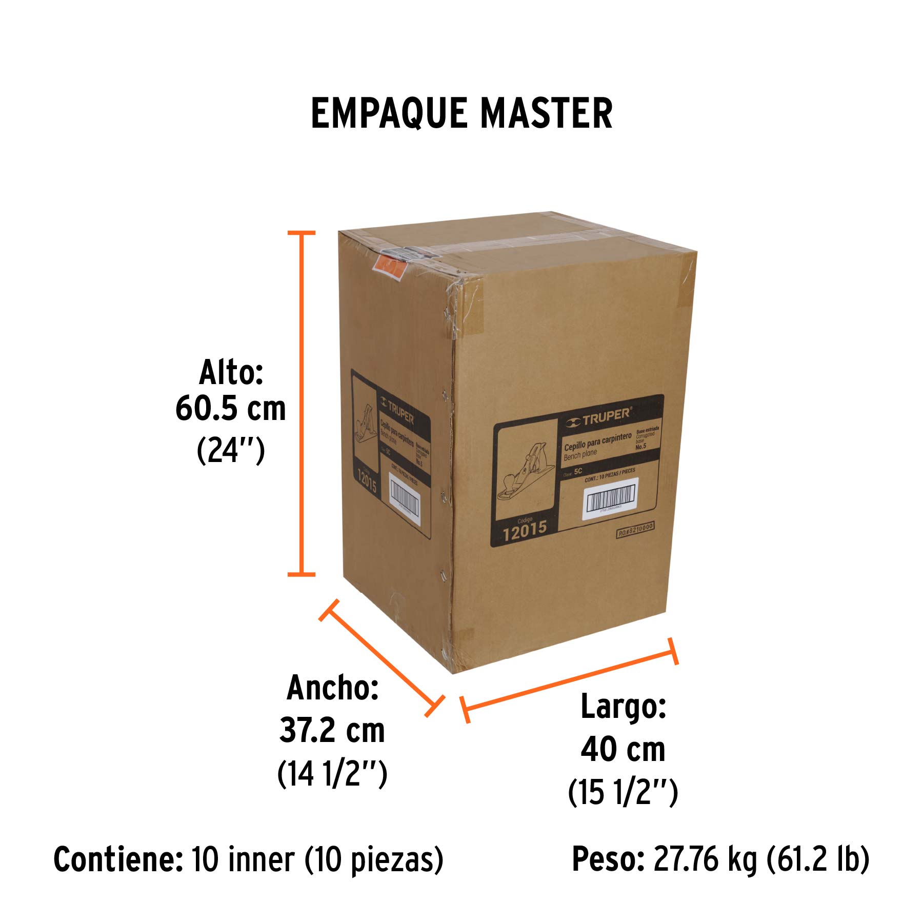 Cepillo para carpintero 5 base estriada, TRUPER - Empaque