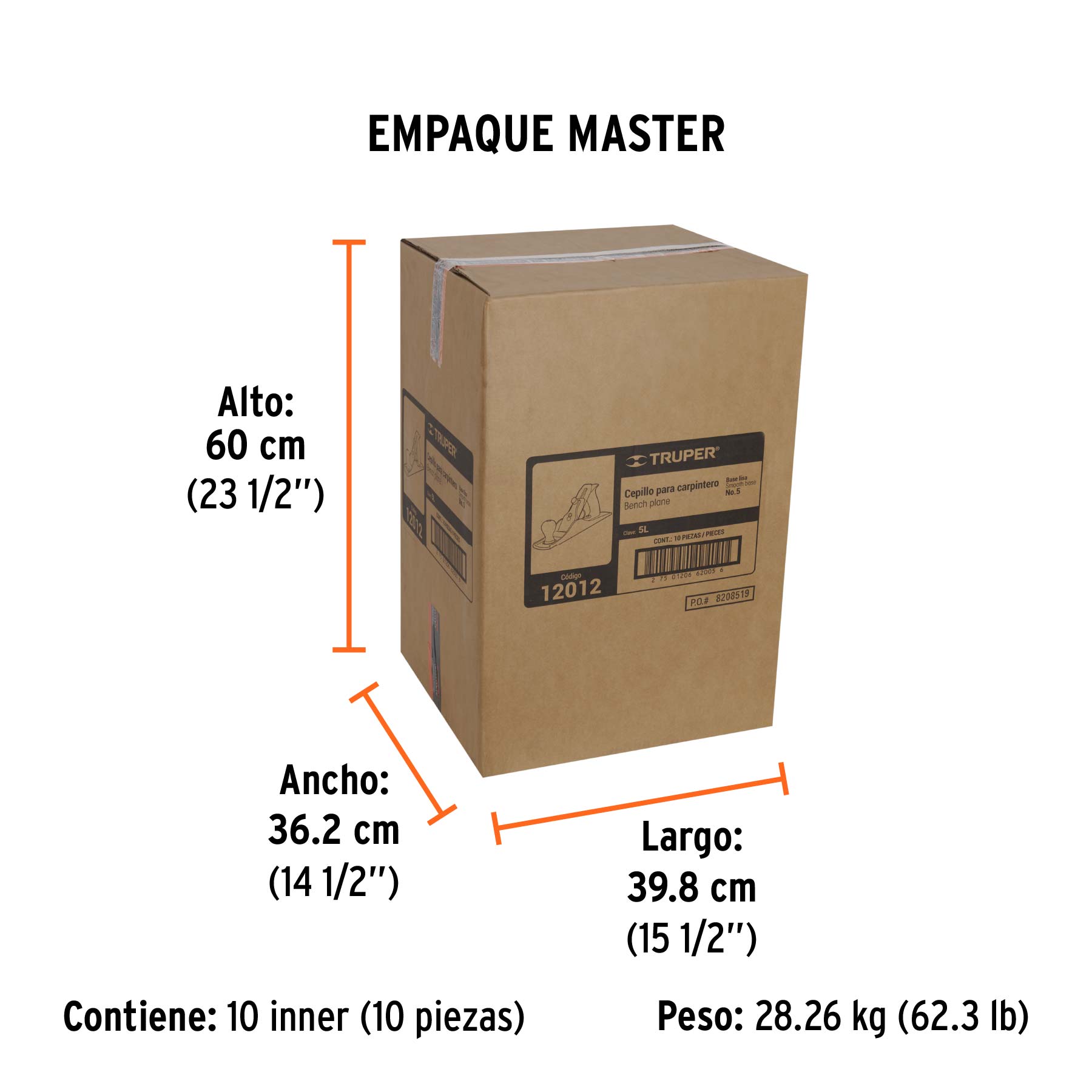 Cepillo para carpintero 5 base lisa, TRUPER - Empaque