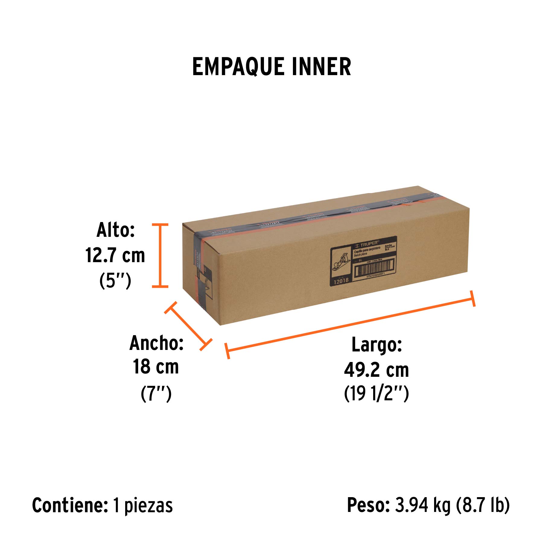 Cepillo para carpintero 6 base lisa, TRUPER - Empaque