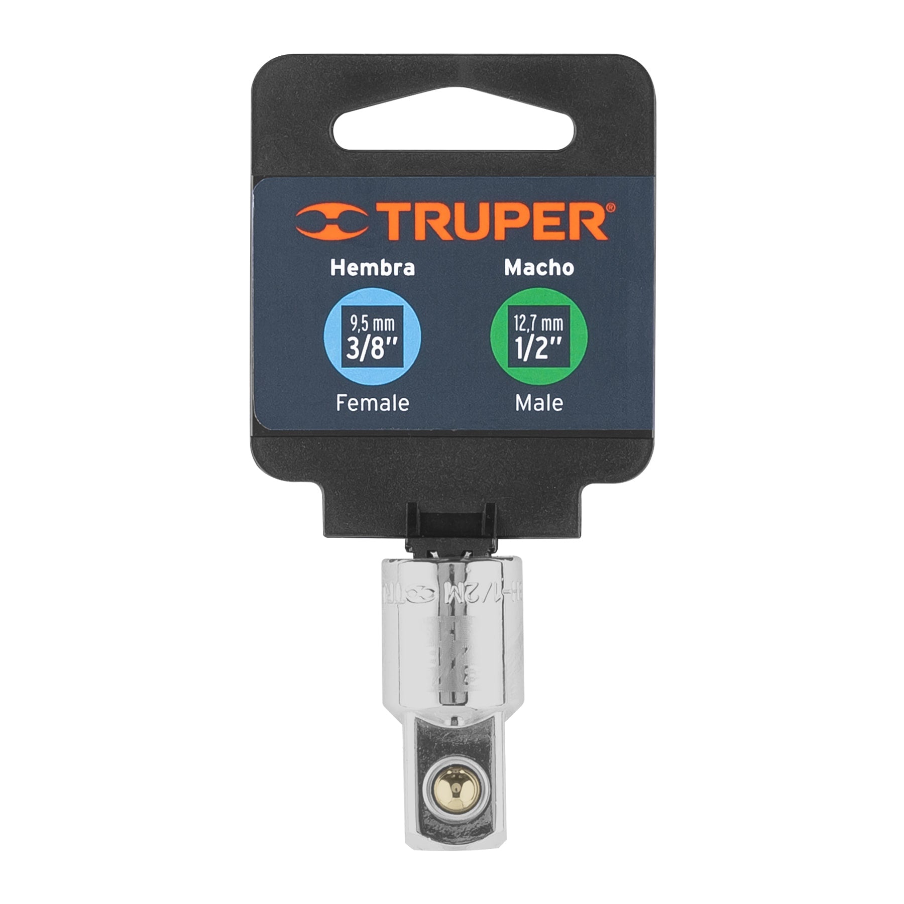 Adaptador para matraca de cuadro 3/8" a cuadro 1/2", TRUPER