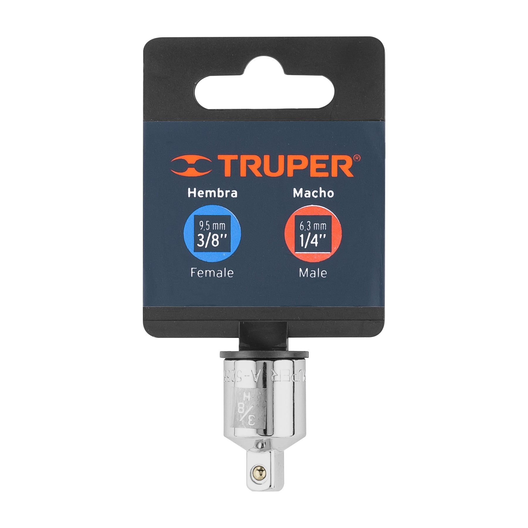 Adaptador para matraca de cuadro 3/8" a cuadro 1/4", TRUPER