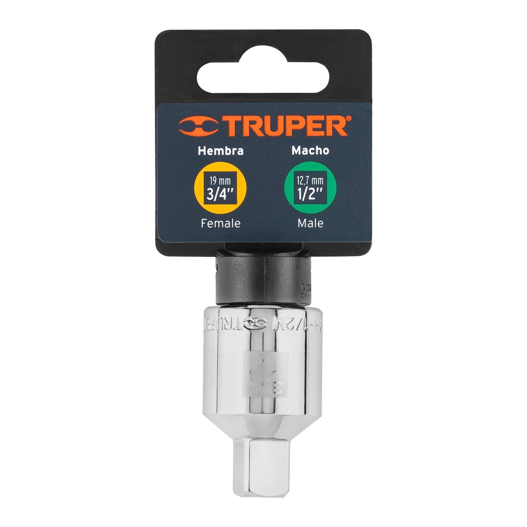 Adaptador para matraca de cuadro 3/4" a cuadro 1/2", TRUPER