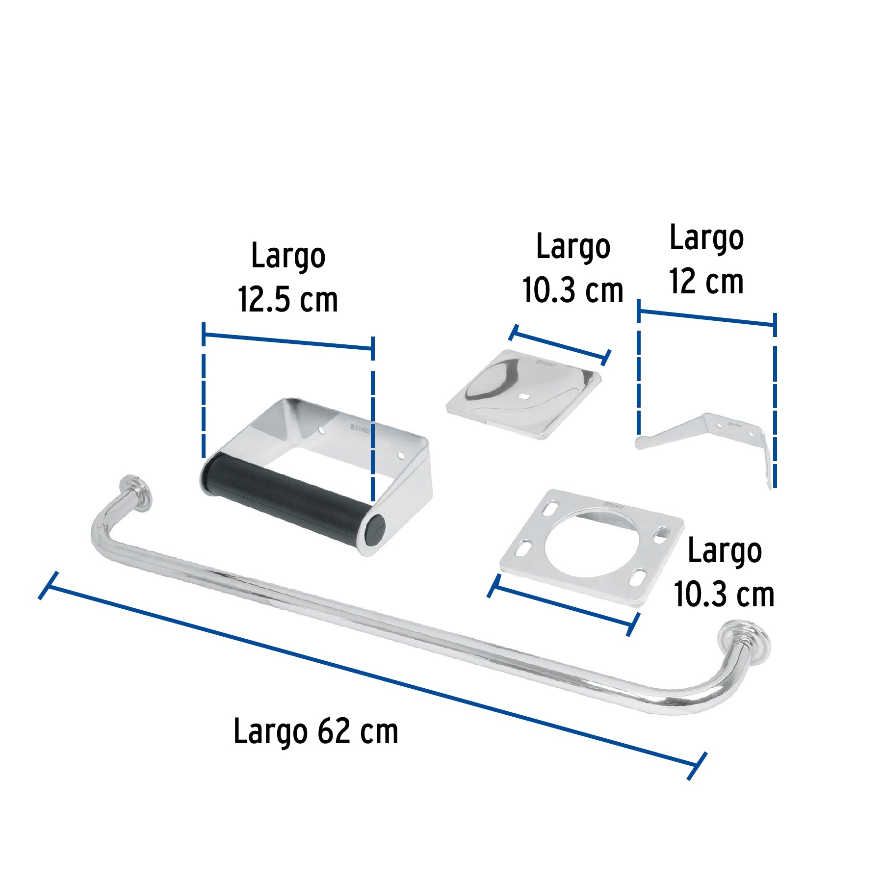 Juego de 5 accesorios para baño, acero inoxidable, BASIC