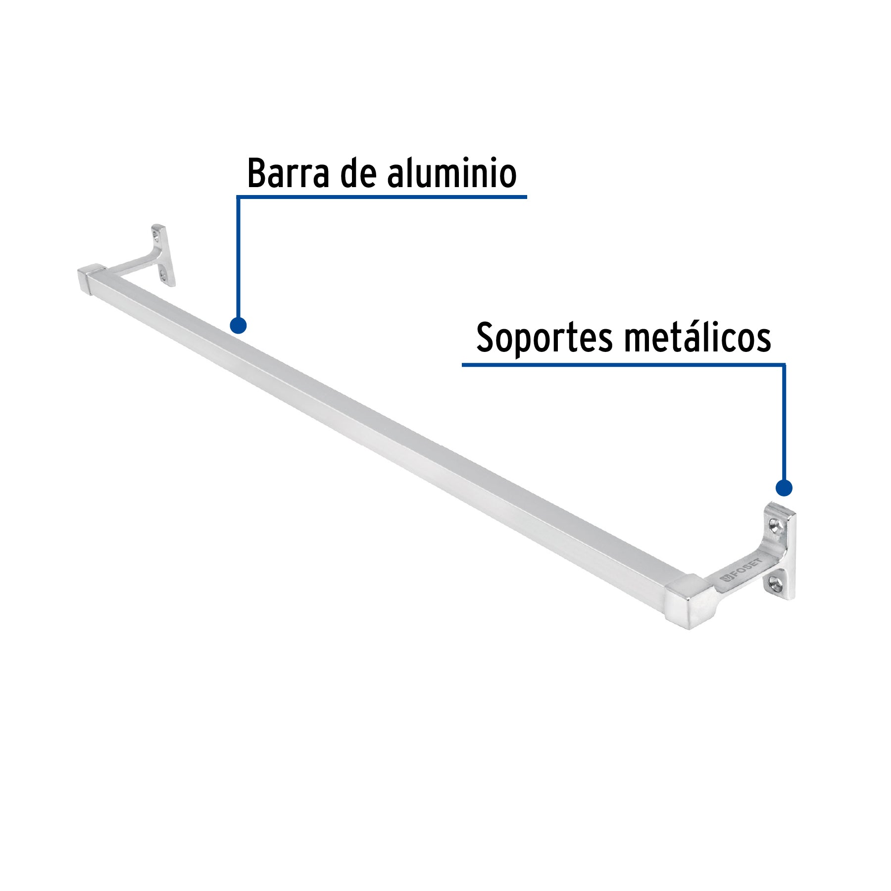 Toallero de barra largo, metálico, cromo, BASIC