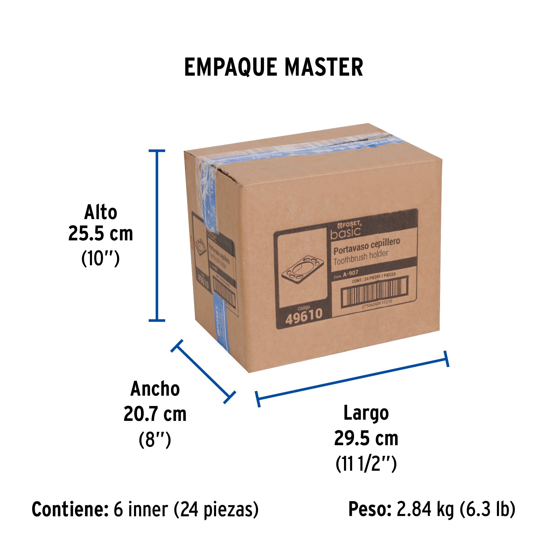Portavaso cepillero, metálico, cromo, BASIC - Empaque