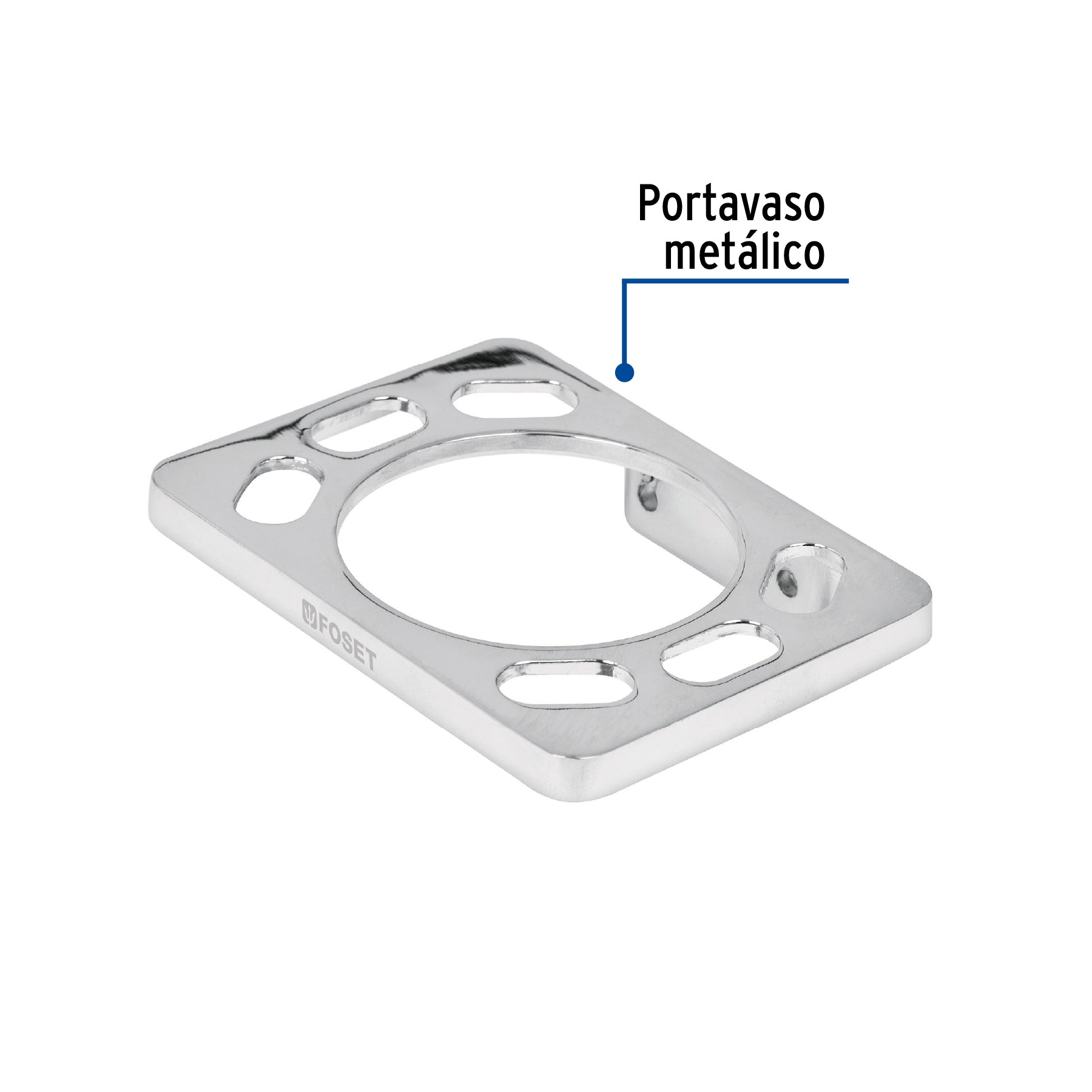 Portavaso cepillero, metálico, cromo, BASIC