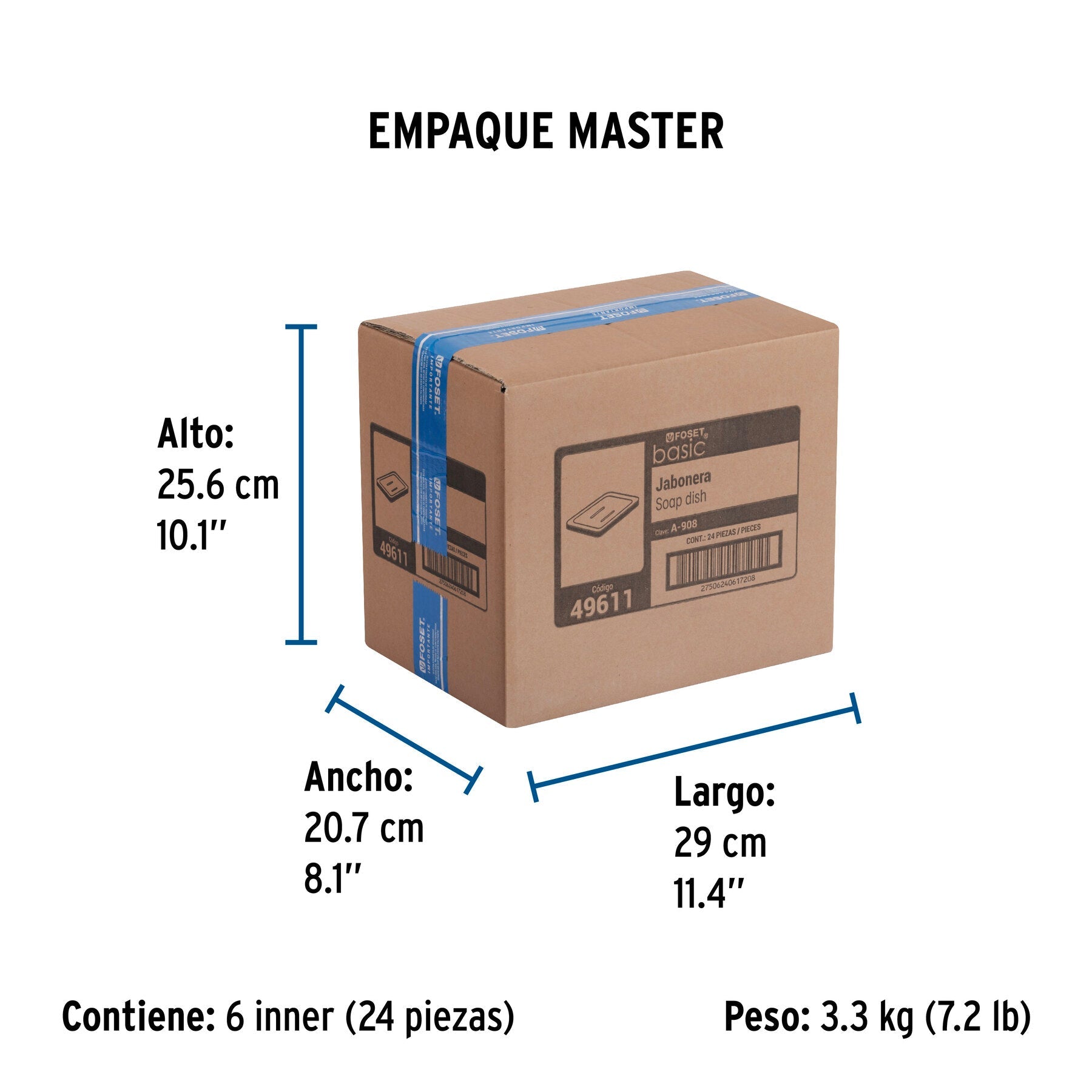Jabonera metálica, cromo, BASIC - Empaque