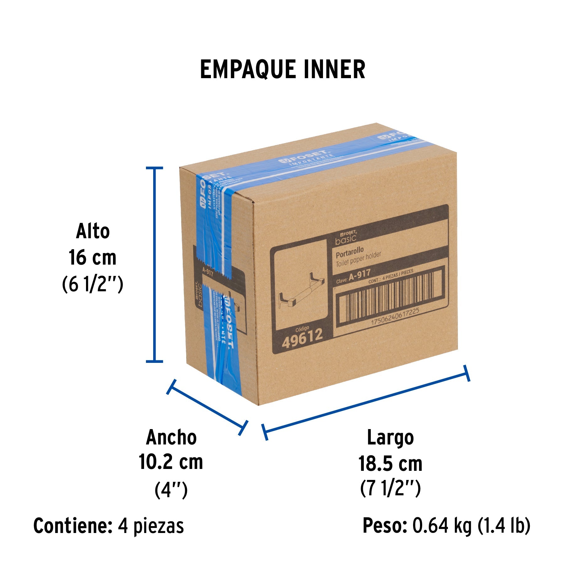 Portarrollo sin cubierta, metálico, cromo, BASIC - Empaque