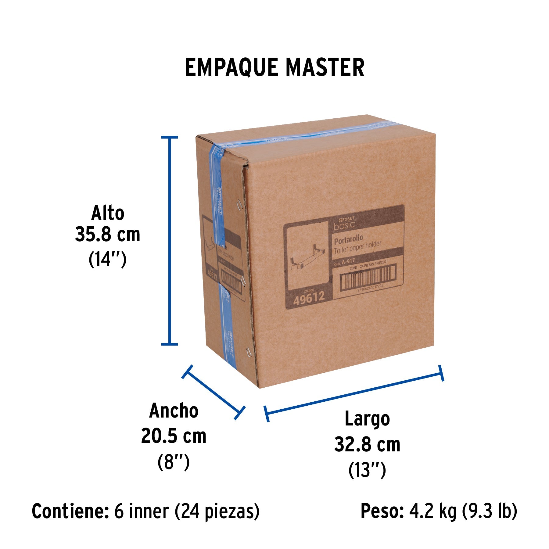 Portarrollo sin cubierta, metálico, cromo, BASIC - Empaque