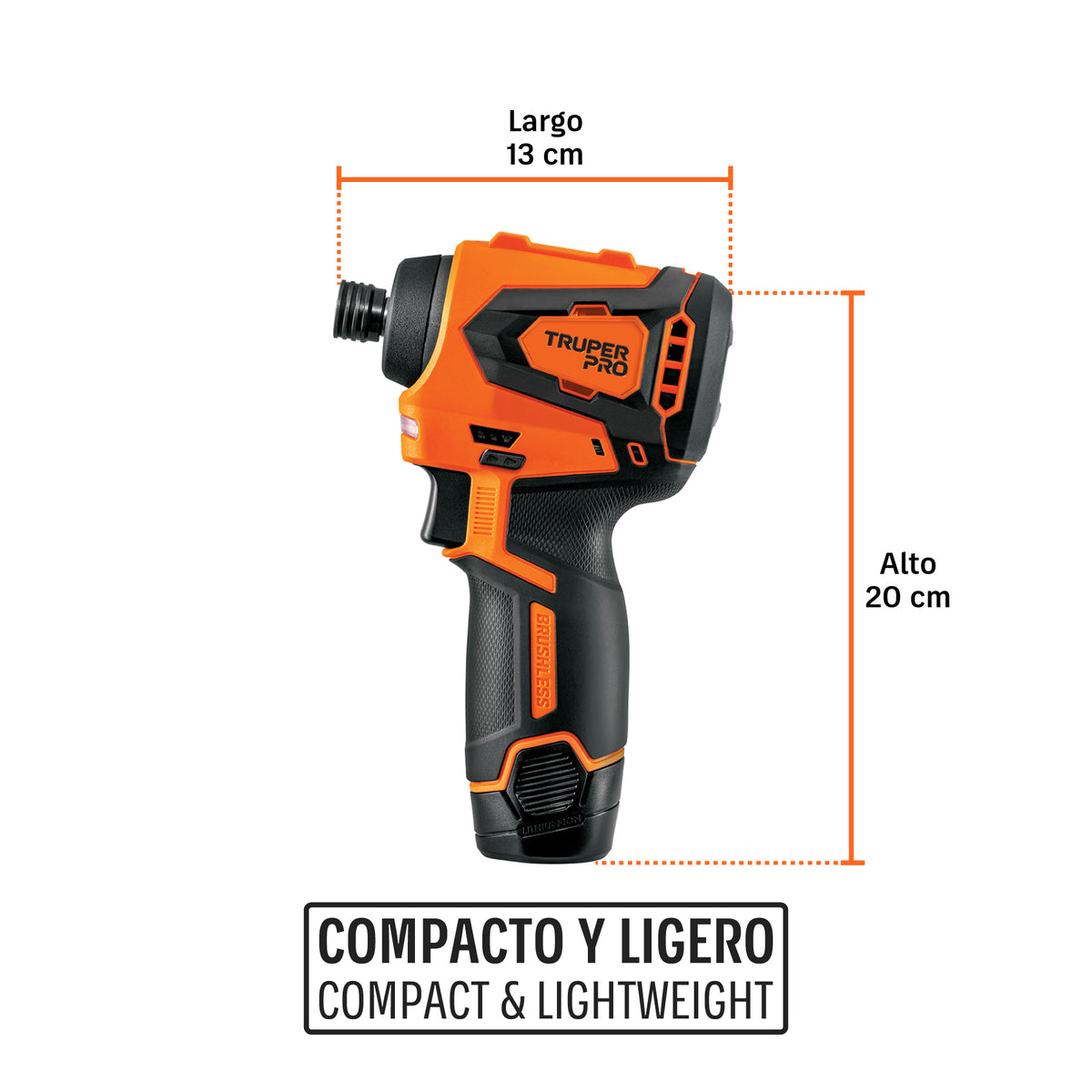 Destornillador de impacto 1/4", 12 V brushless, TRUPER PRO