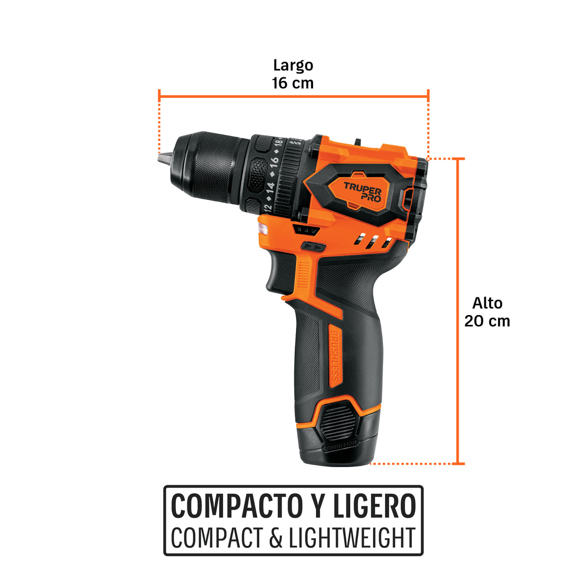 Rotomartillo/destornillador 3/8", 12V, 1 batería 2 Ah, PRO