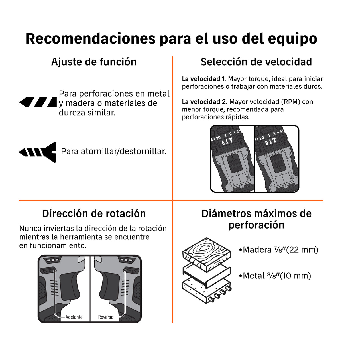 Taladro/destornillador 3/8", 12V, 1 batería 2Ah, TRUPER PRO