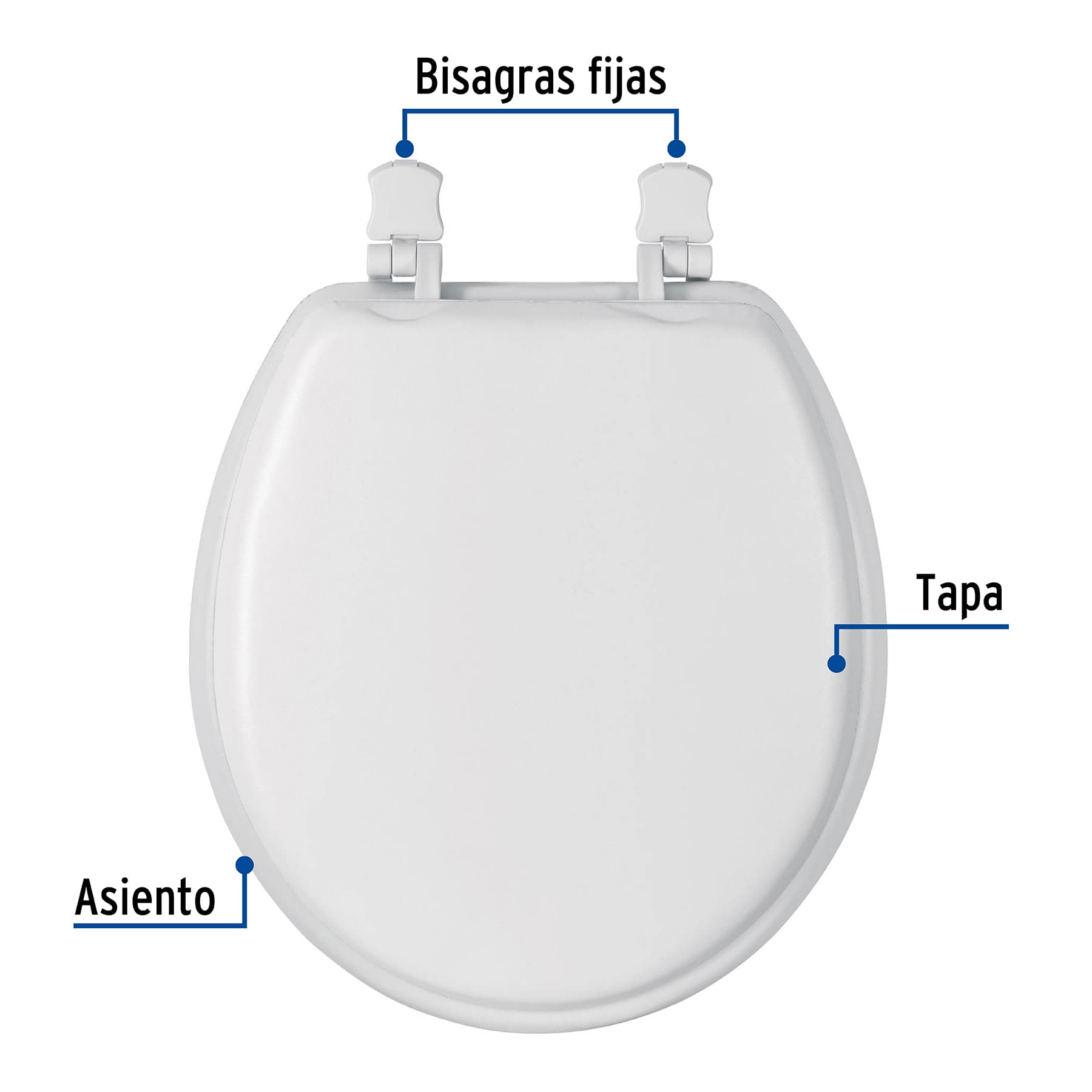 Asiento redondo acojinado para WC, cerrado, blanco, FOSET