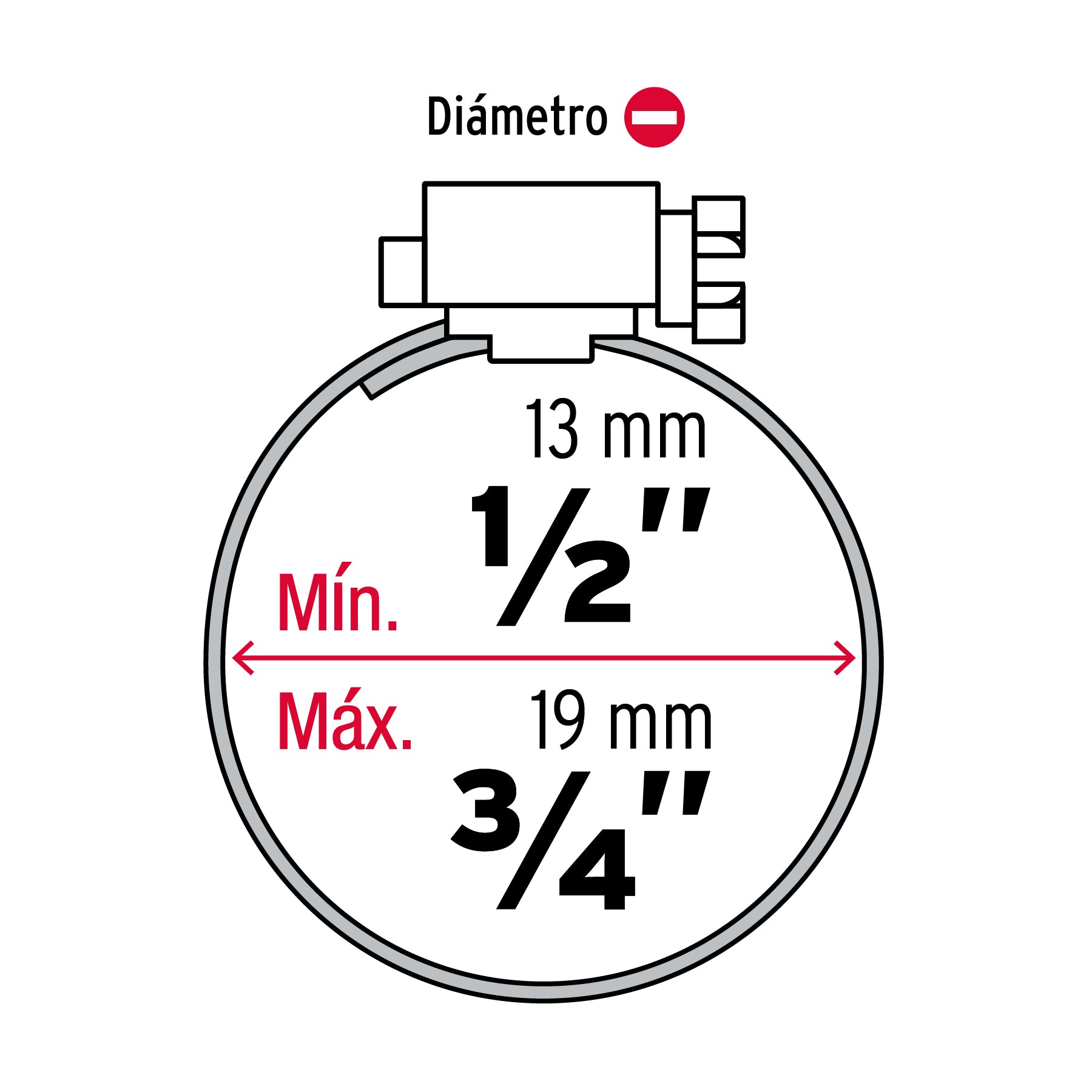 Bolsa con 10 abrazaderas mini, sin fin #6, 1/2 - 3/4", FIERO