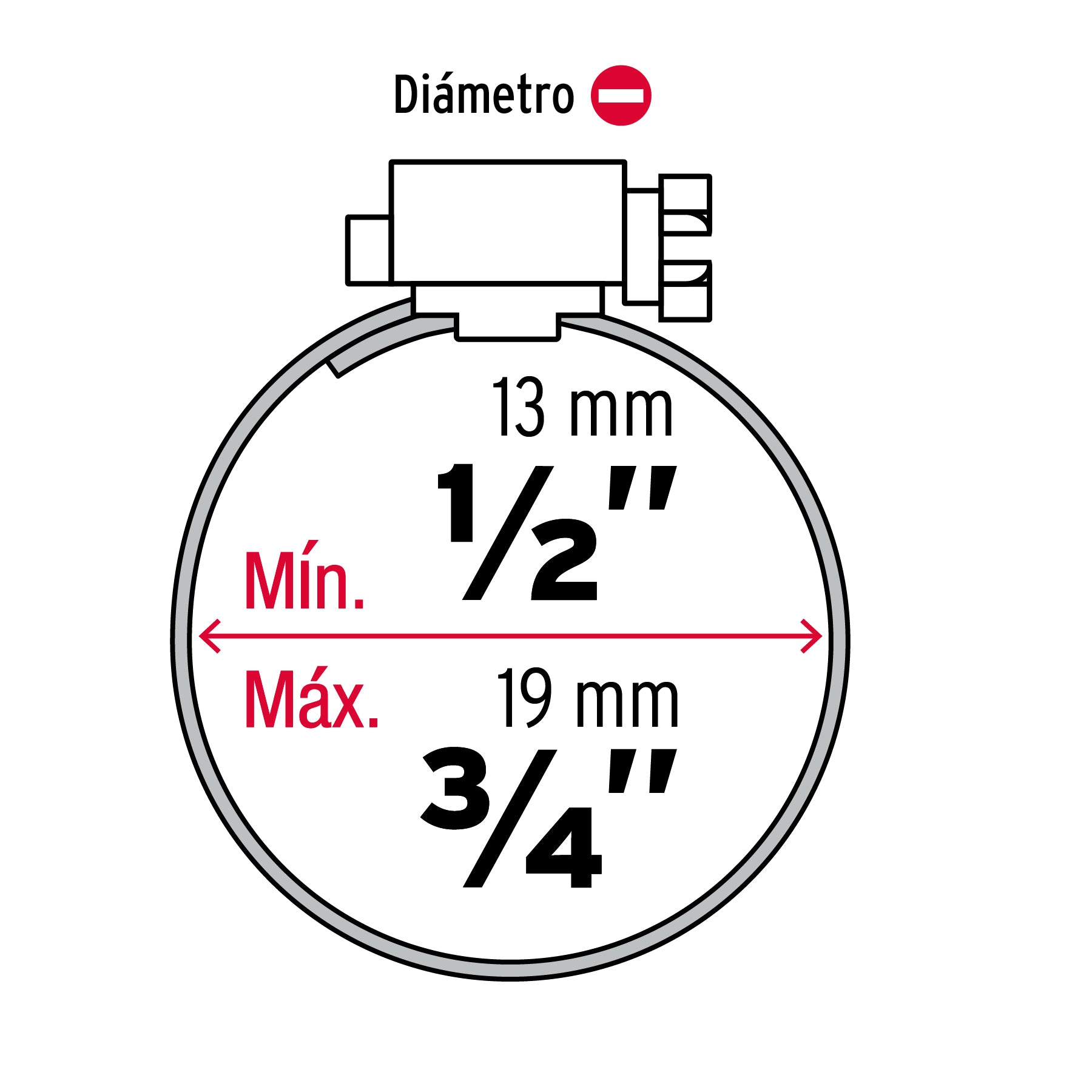Bolsa con 10 abrazaderas sin fin # 6, 1/2 - 3/4", FIERO