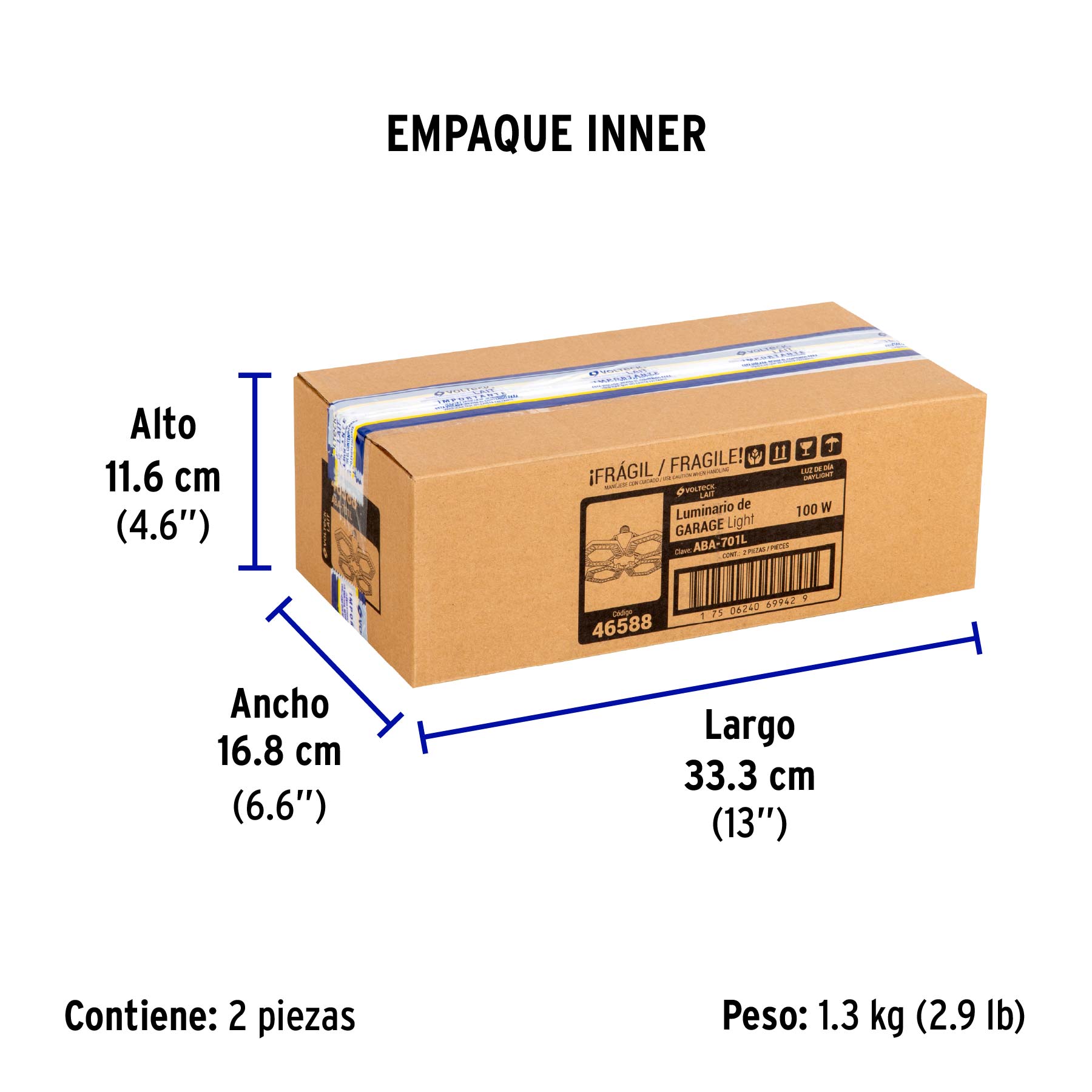 Luminario LED 100W 6500K con 4 paneles abatibles, VOLTECK - Empaque