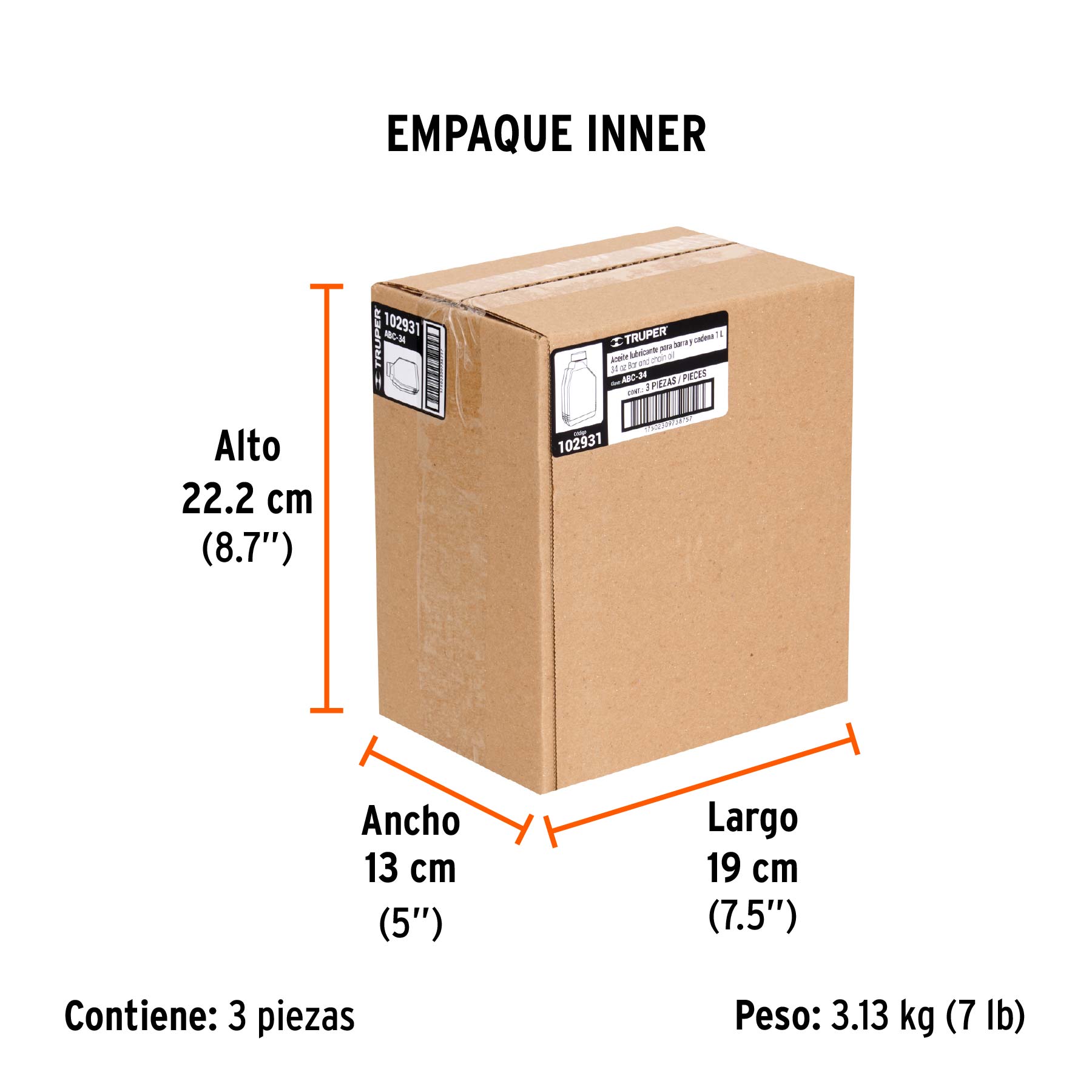 Aceite lubricante para barra y cadena de motosierra, TRUPER - Empaque