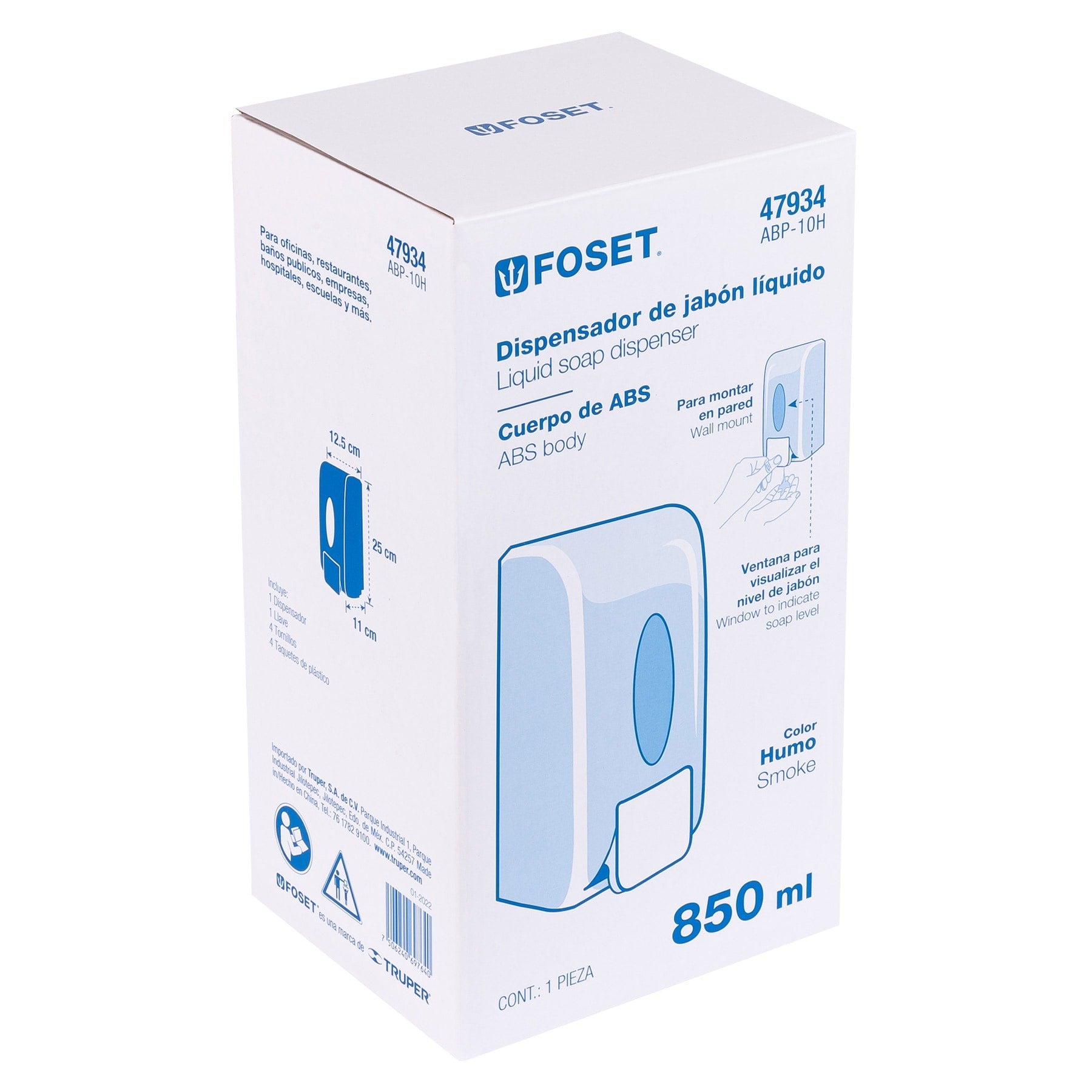 Dosificador de ABS para jabón líquido, humo, FOSET