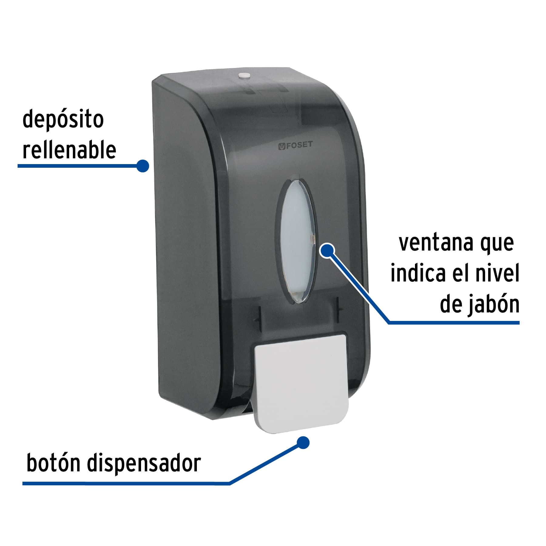 Dosificador de ABS para jabón líquido, humo, FOSET