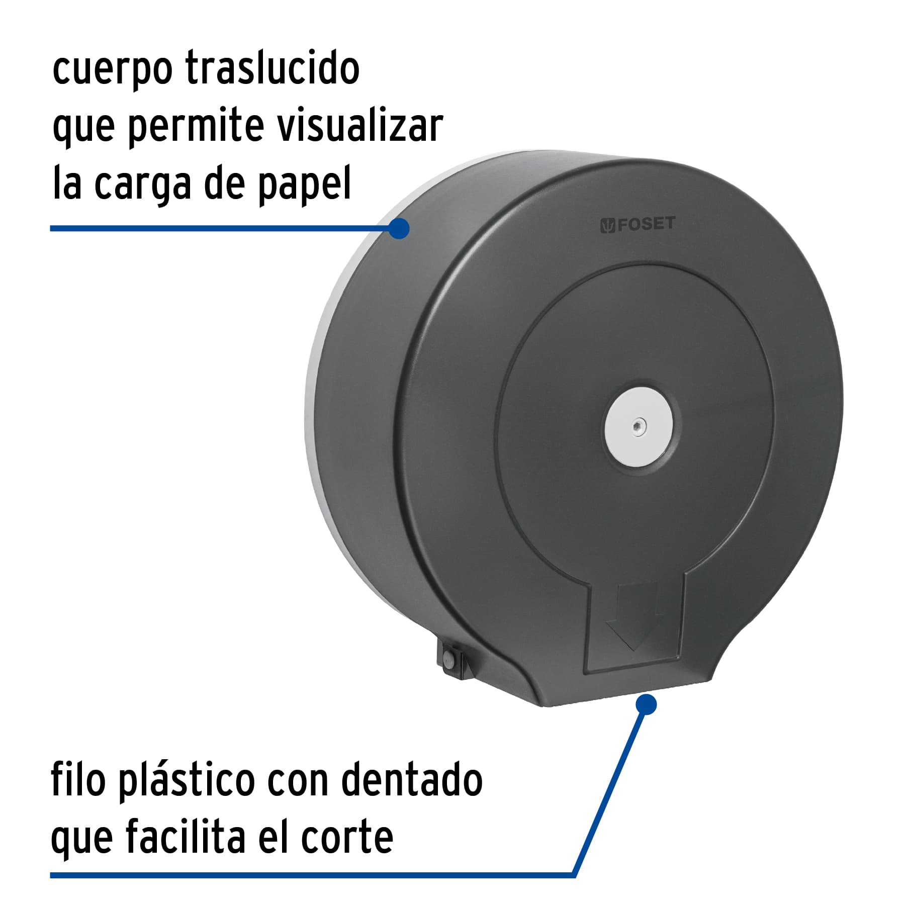 Portarrollo de ABS, humo, FOSET