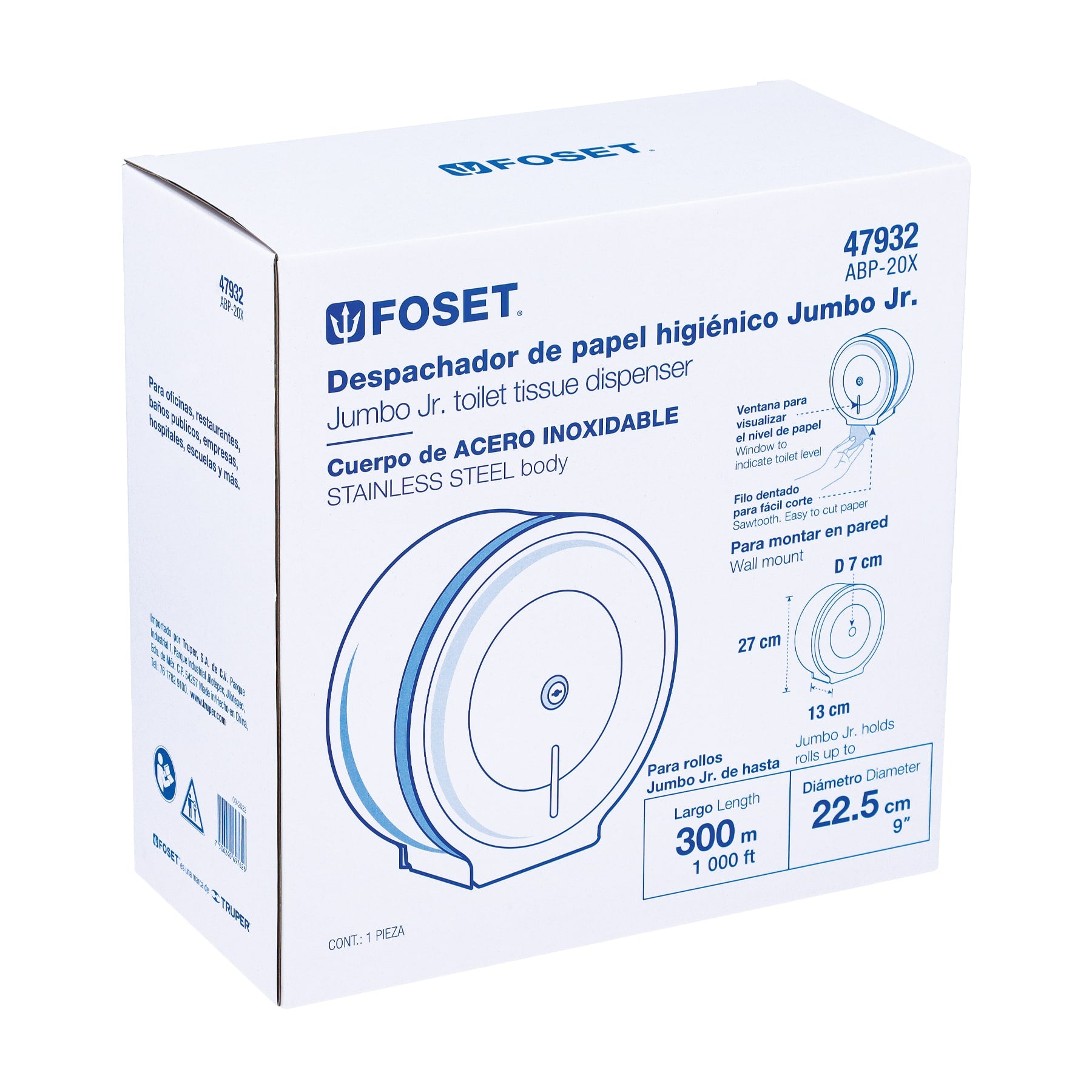 Portarrollo de acero inoxidable, FOSET