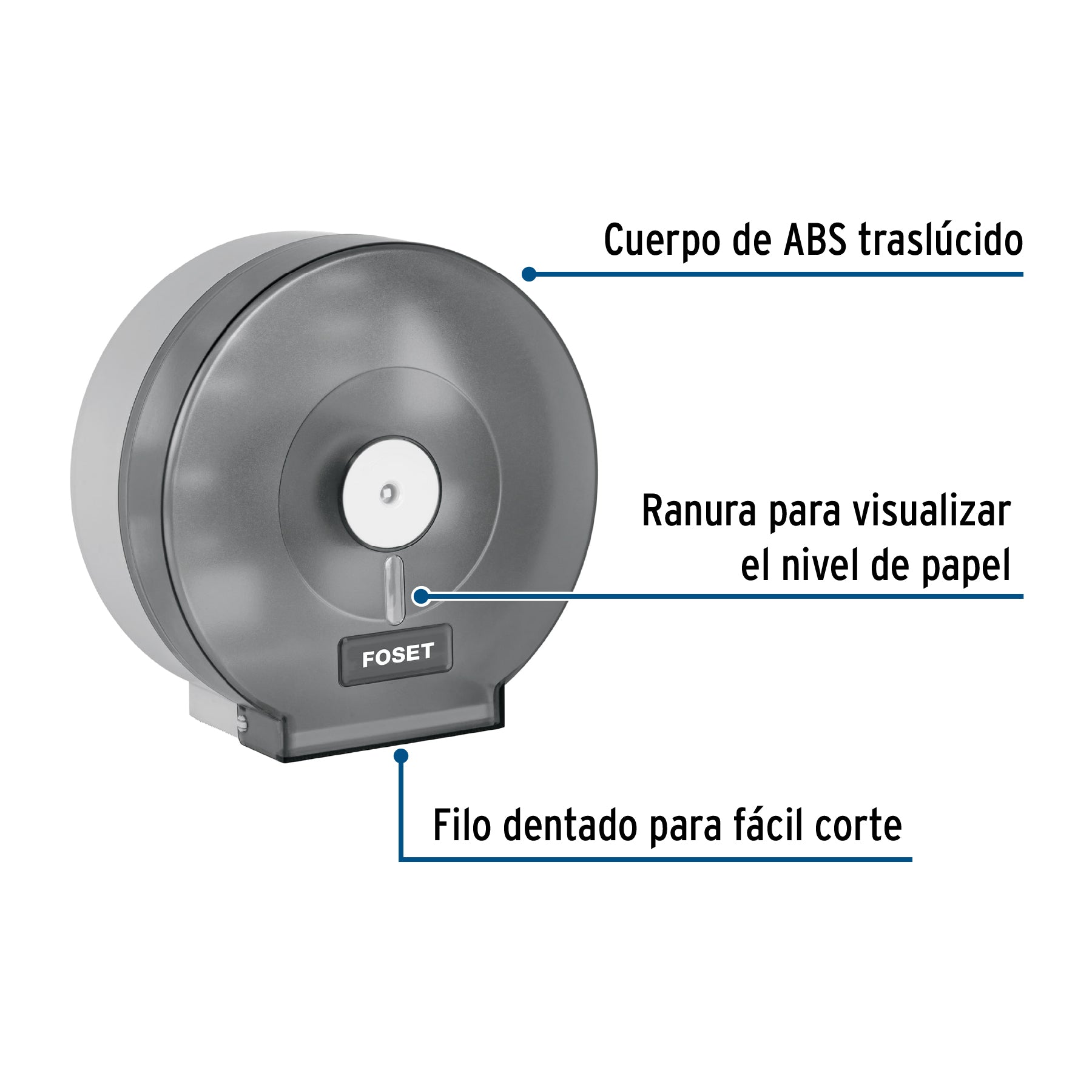 Portarrollo junior de ABS, humo, FOSET BASIC