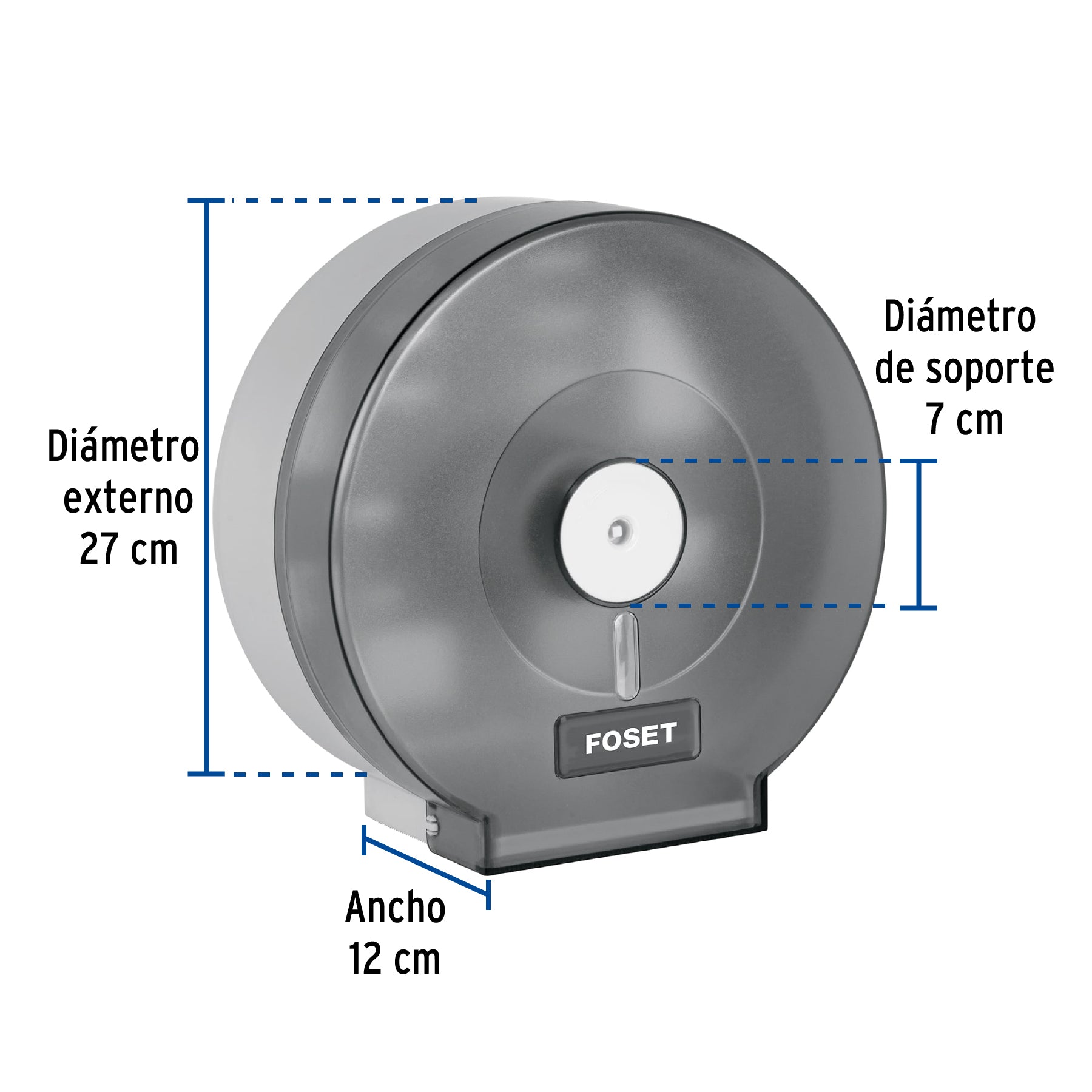 Portarrollo junior de ABS, humo, FOSET BASIC