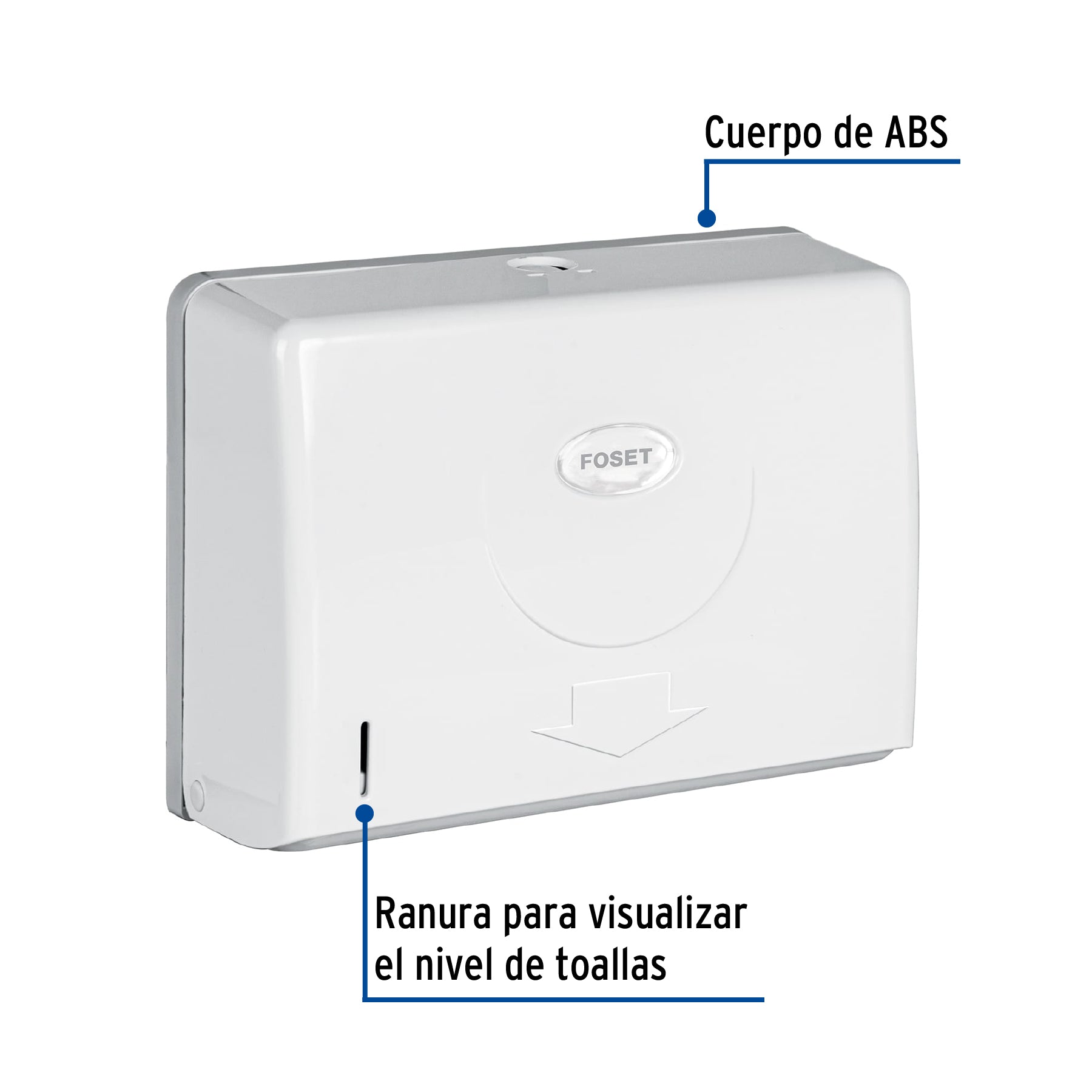 Dispensador chico para toallas de papel, blanco, FOSET BASIC