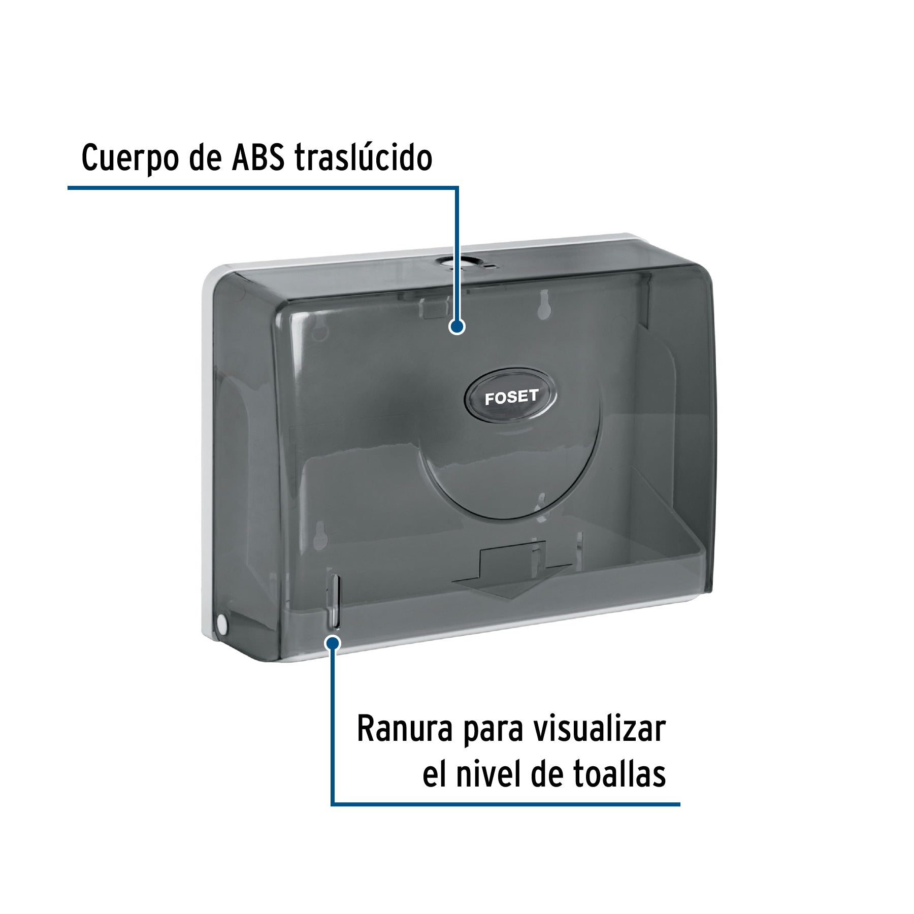 Dispensador chico para toallas de papel, humo, FOSET BASIC