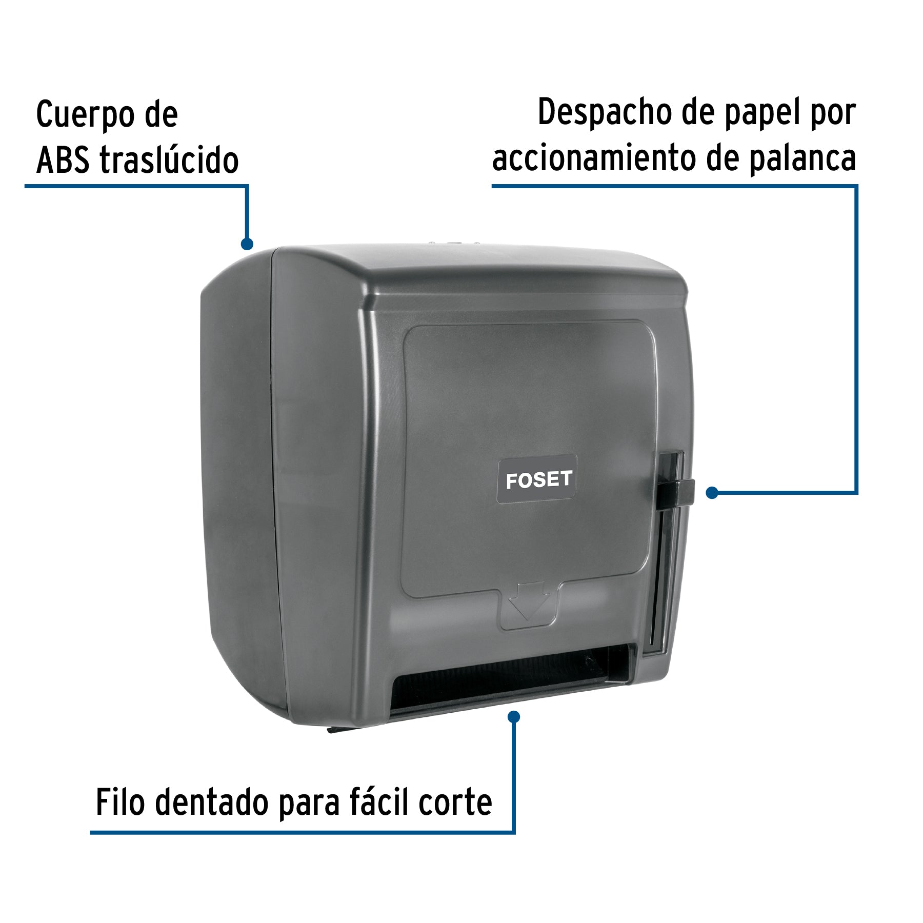 Dispensador de ABS para toalla de papel en rollo,humo, FOSET
