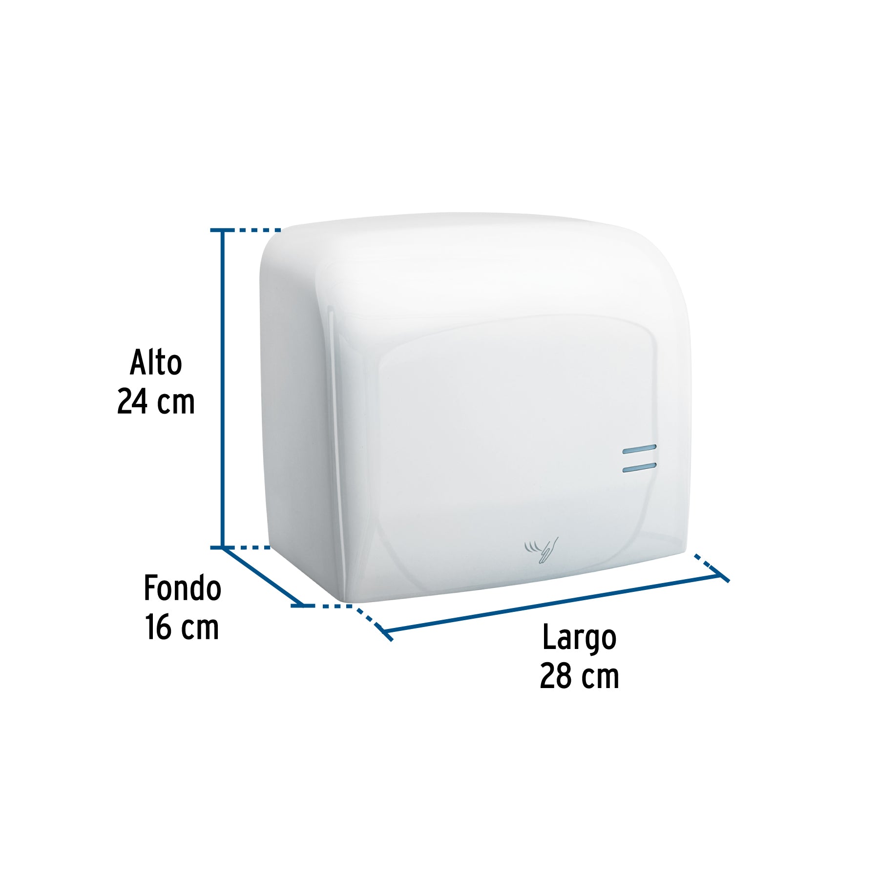 Secador de manos con sensor óptico, acero, blanco, FOSET