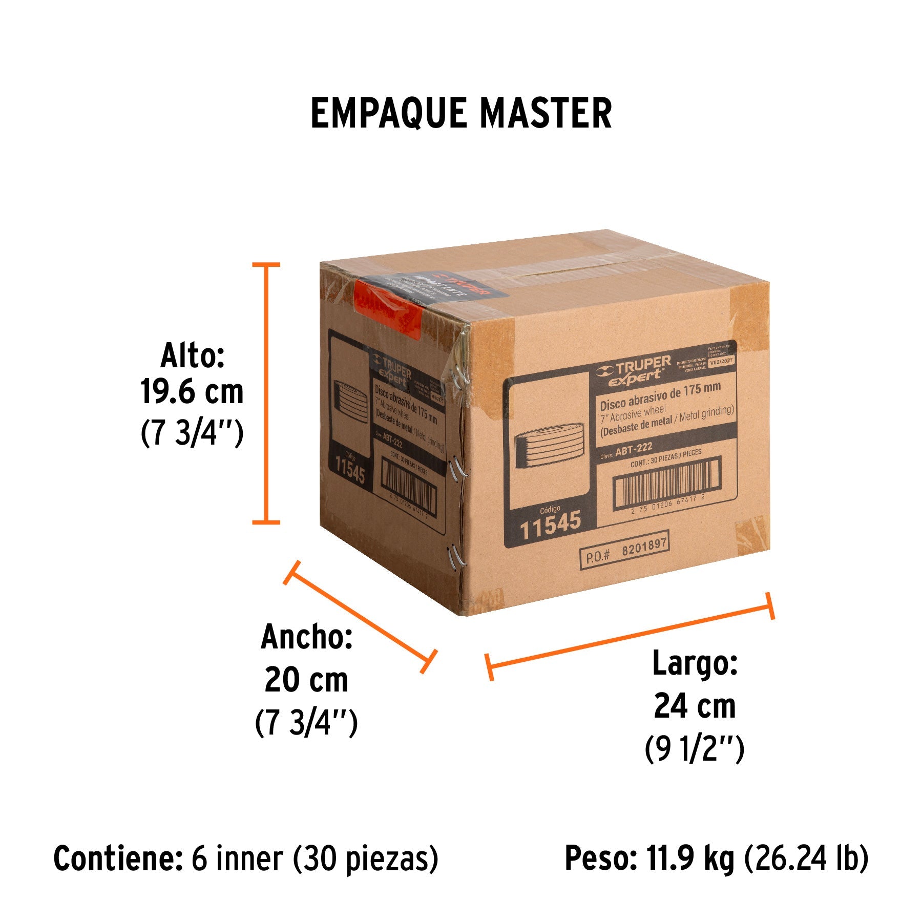 Disco Tipo 27 de 7" x 6.4 mm desbaste de metal, EXPERT - Empaque