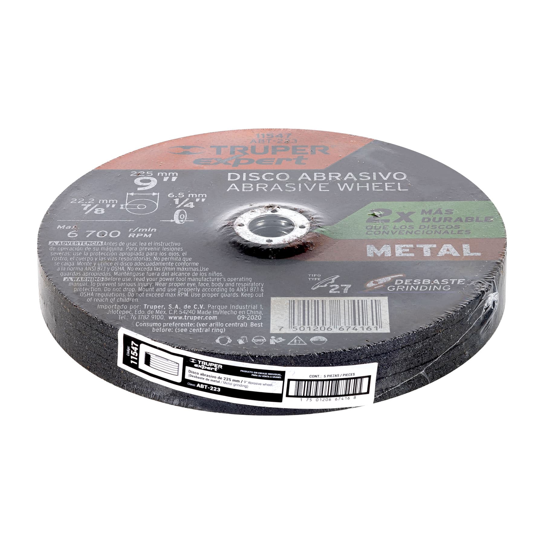 Disco Tipo 27 de 9" x 6.4 mm desbaste de metal, EXPERT