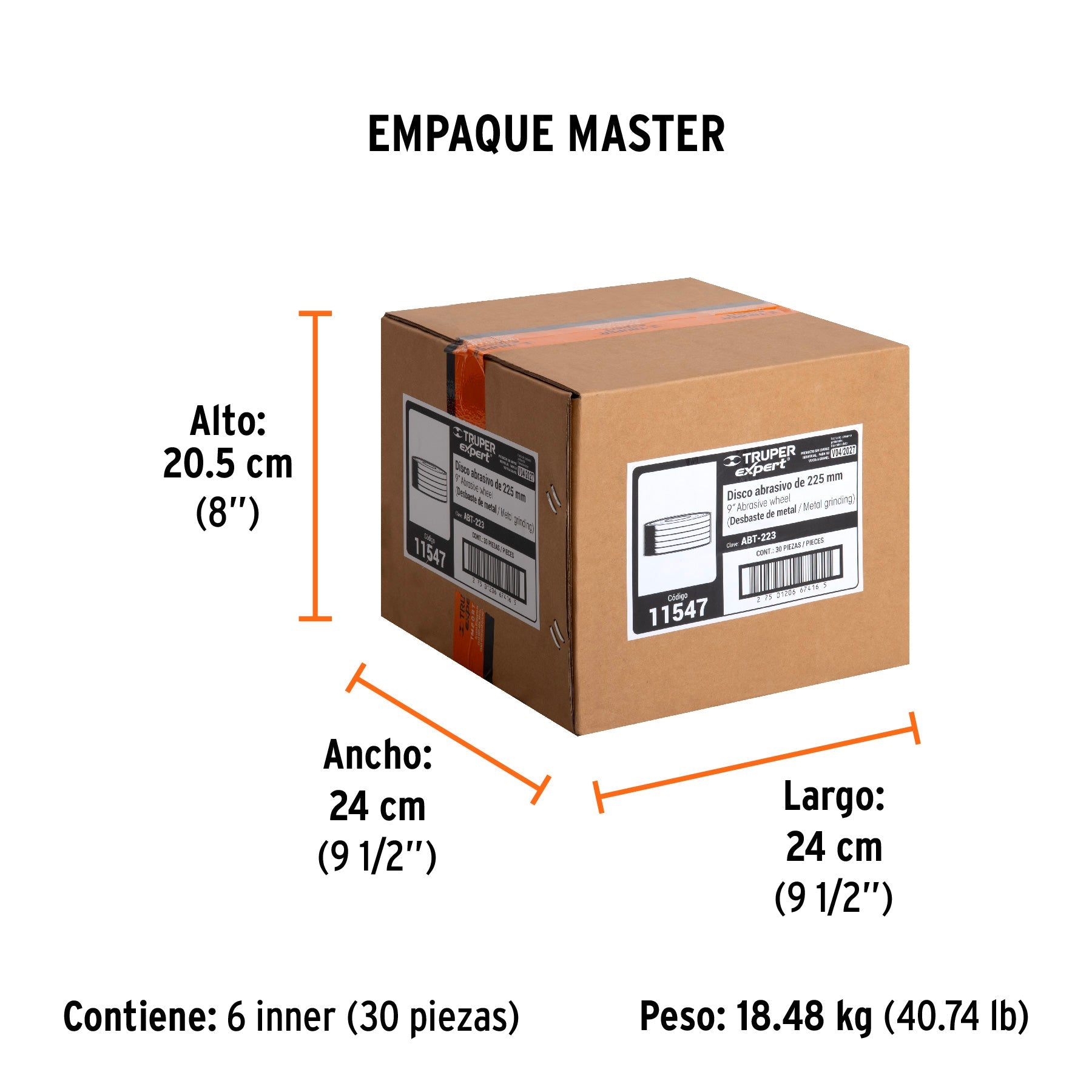 Disco Tipo 27 de 9" x 6.4 mm desbaste de metal, EXPERT - Empaque