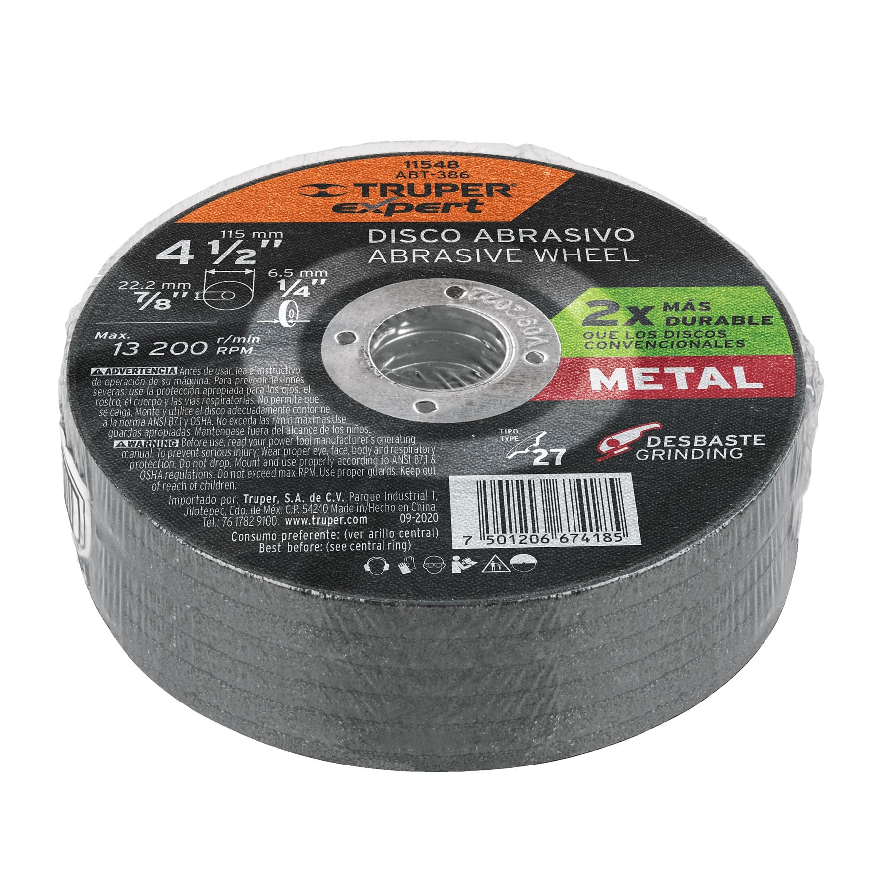Disco Tipo 27 de 4-1/2" x 6.4 mm desbaste de metal, EXPERT