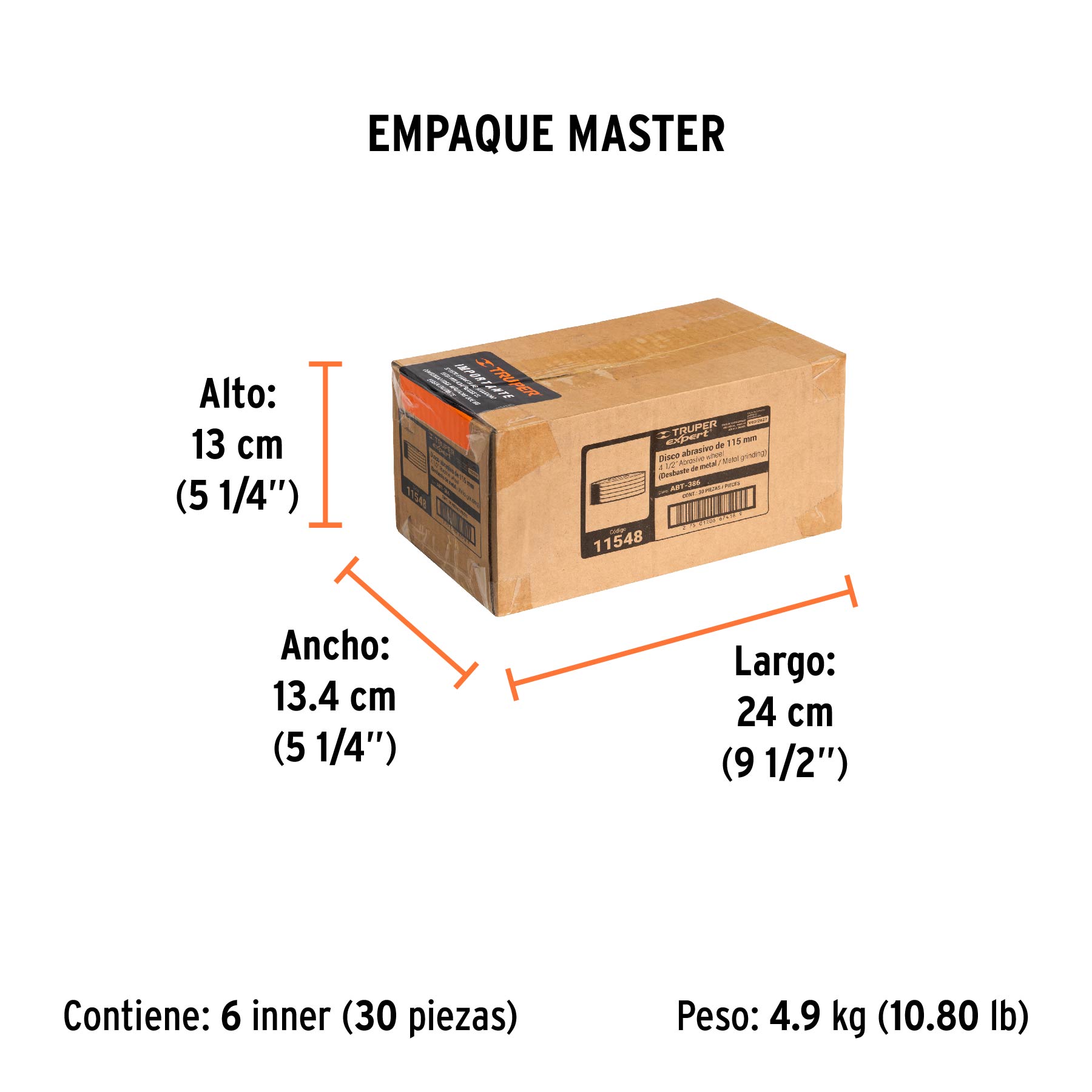 Disco Tipo 27 de 4-1/2" x 6.4 mm desbaste de metal, EXPERT - Empaque