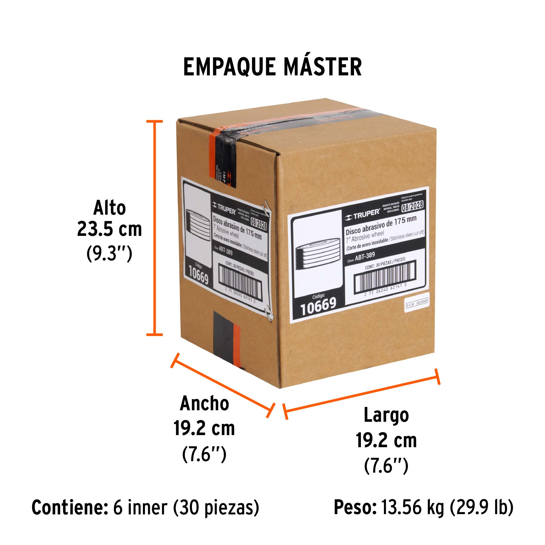 Disco Tipo 27 de 7" x 7.2 mm desbaste de acero inoxidable - Empaque