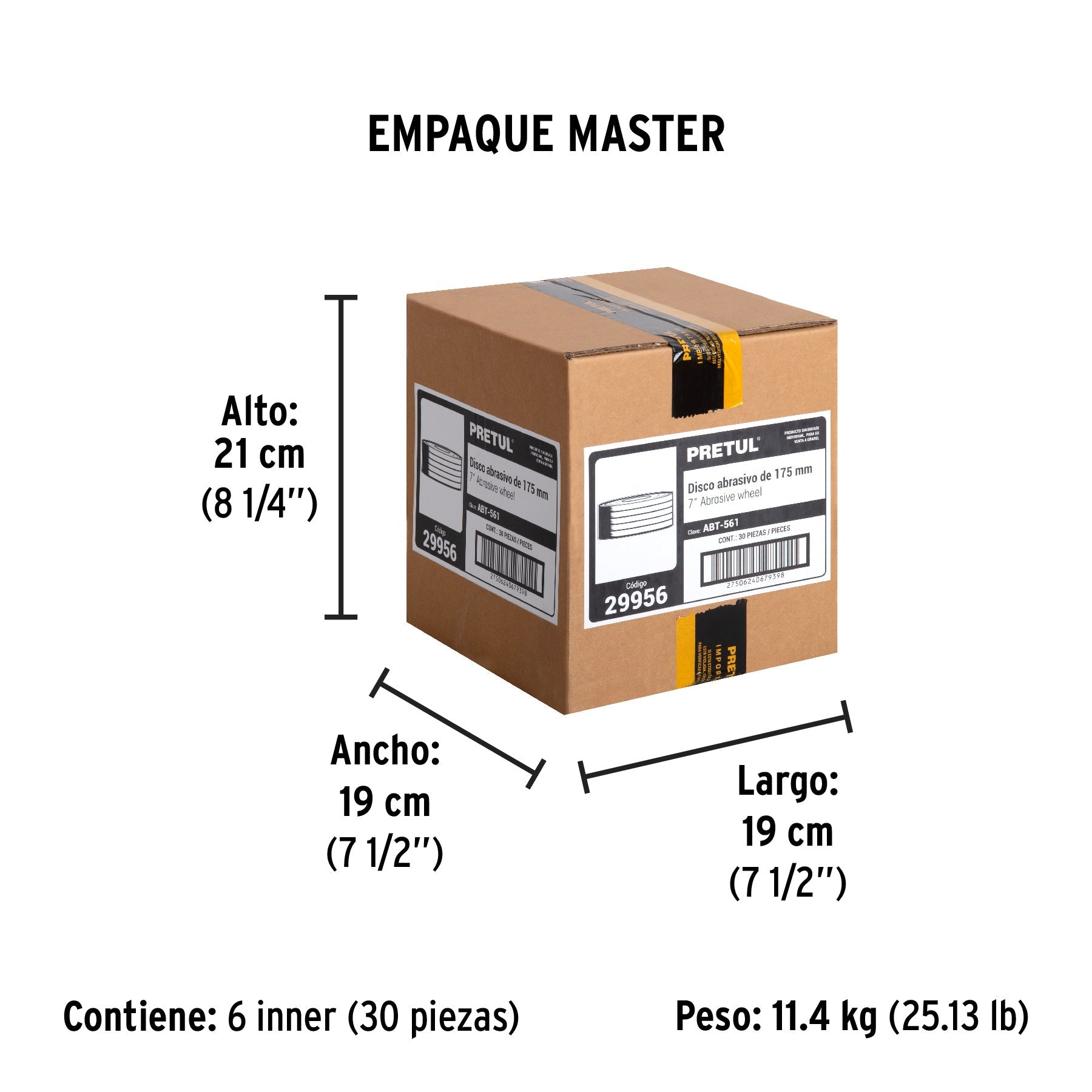Disco Tipo 27 de 7" x 6.2 mm desbaste de metal, PRETUL - Empaque