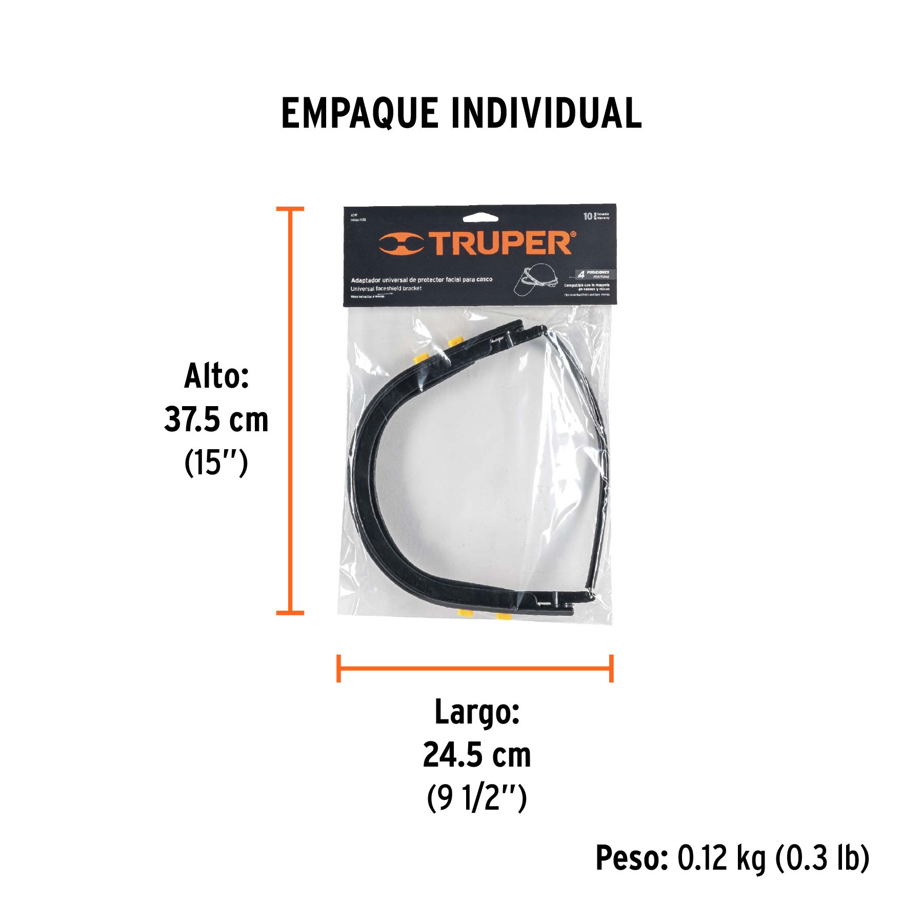 Adaptador de protector facial para casco, TRUPER - Empaque
