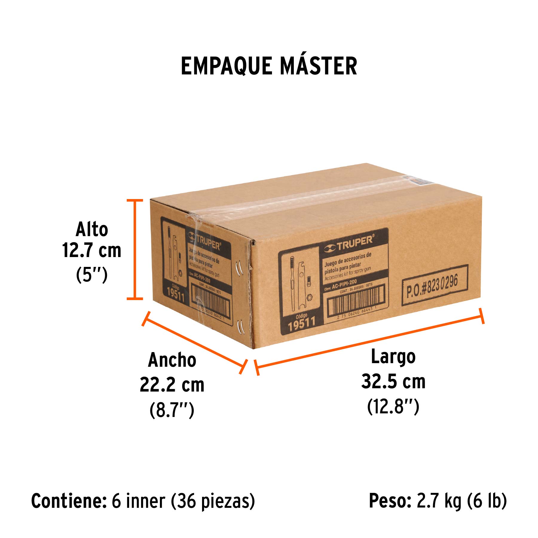 Accesorios (llave, cepillo, tuerca y espiga) p/PIPI-26 y 27 - Empaque