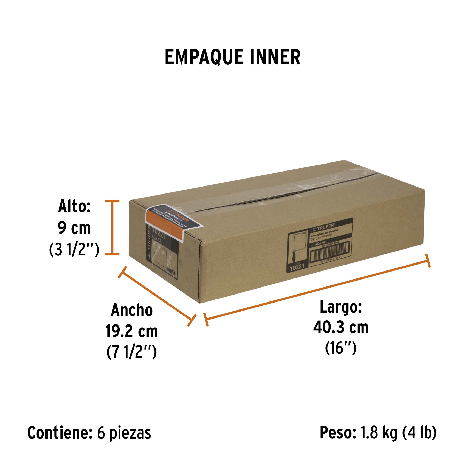 Arco calador con 5 seguetas de 6-1/2", TRUPER - Empaque