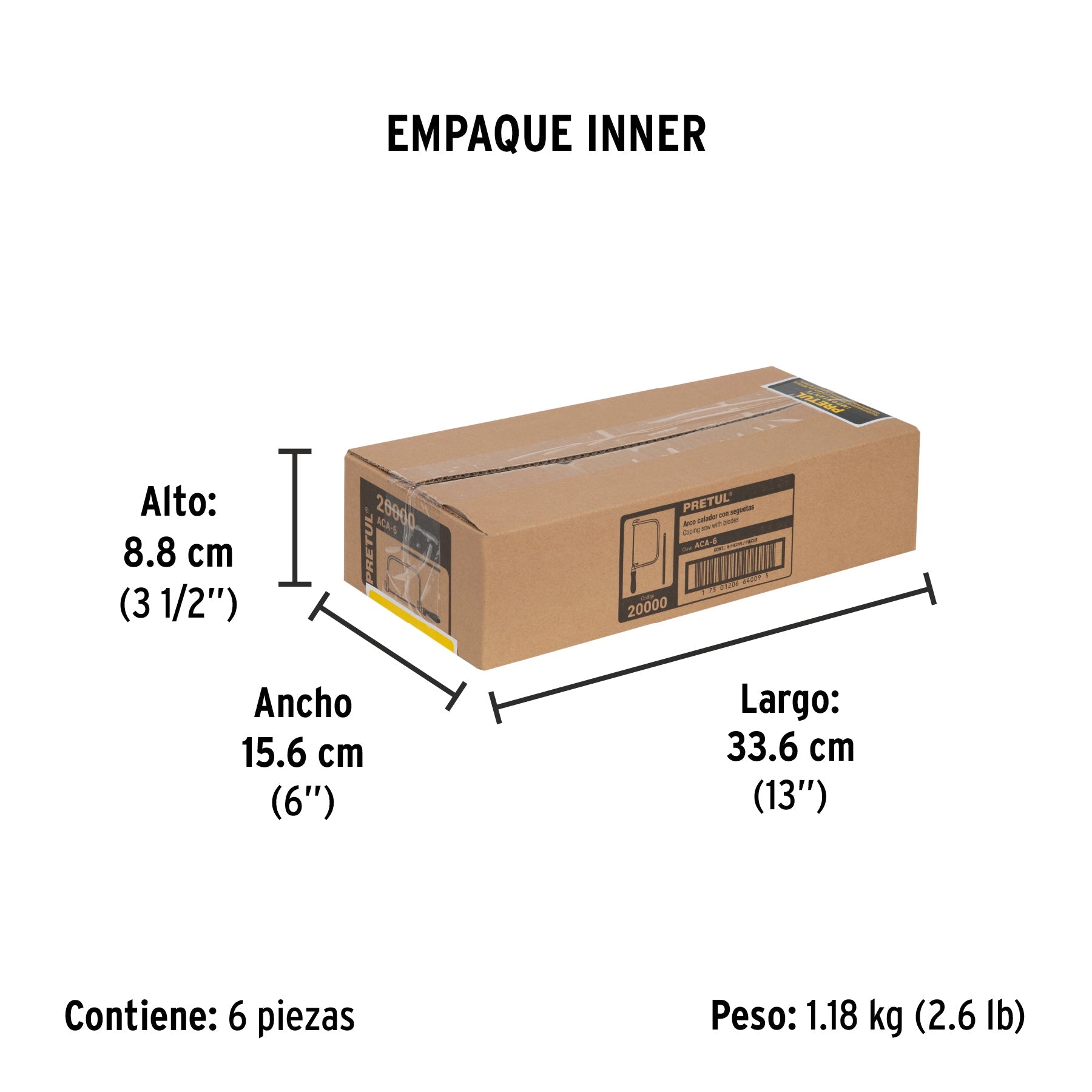 Arco calador con 5 seguetas de 6-1/2", PRETUL - Empaque