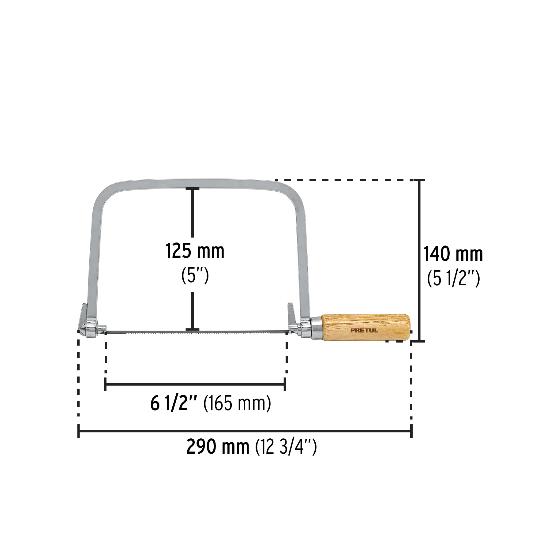 Arco calador con 5 seguetas de 6-1/2", PRETUL