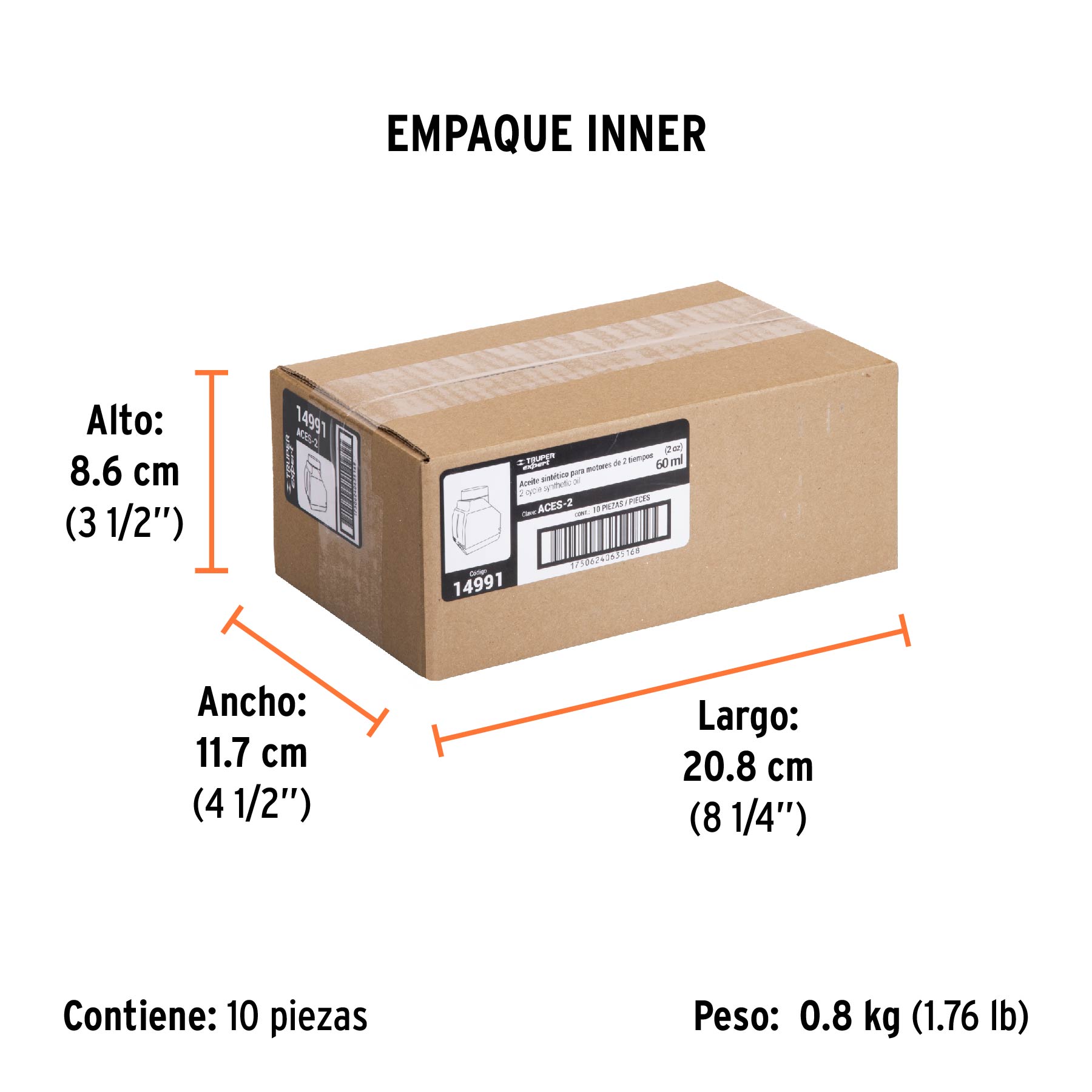 Aceite sintético para motor de 2 tiempos, 60 ml - Empaque