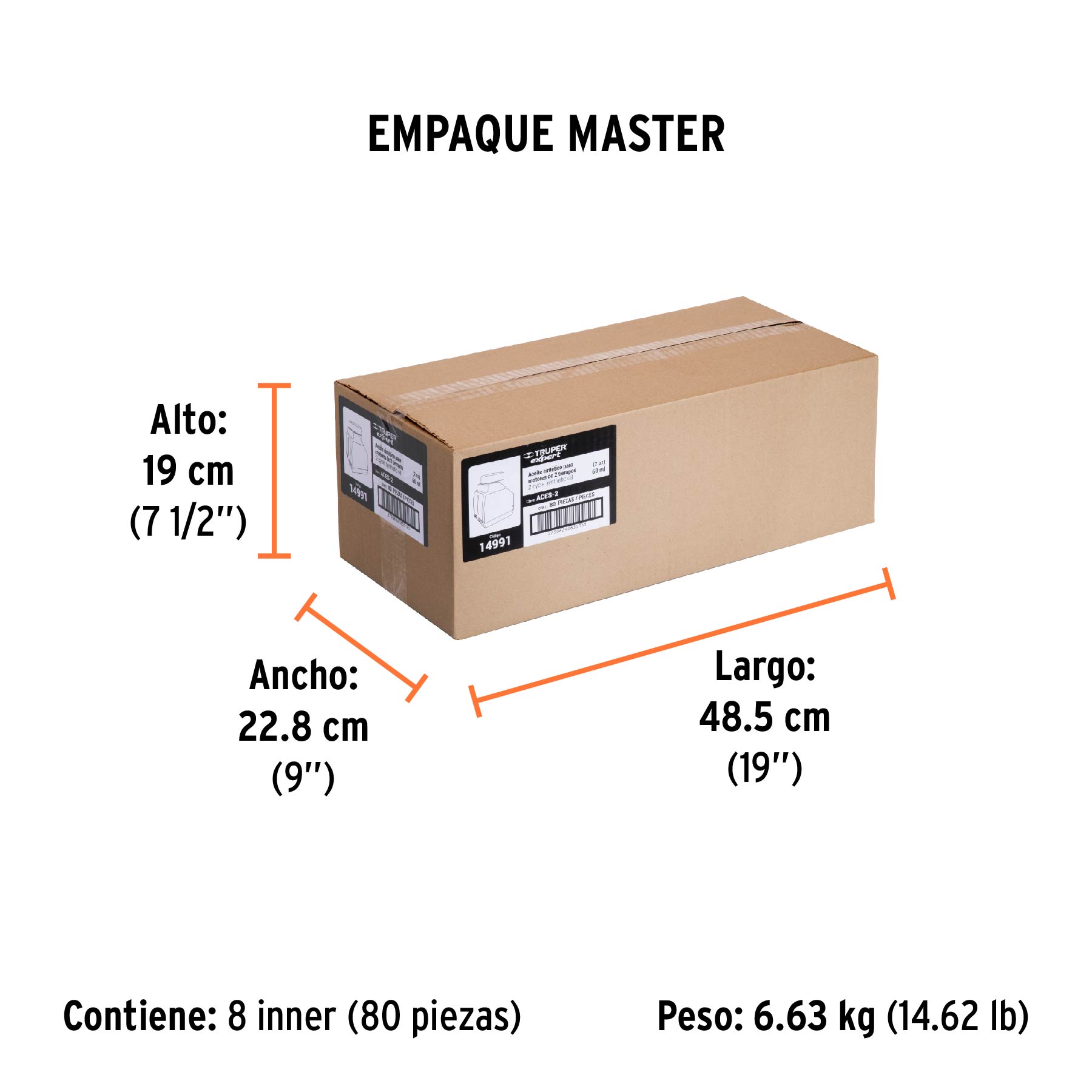 Aceite sintético para motor de 2 tiempos, 60 ml - Empaque