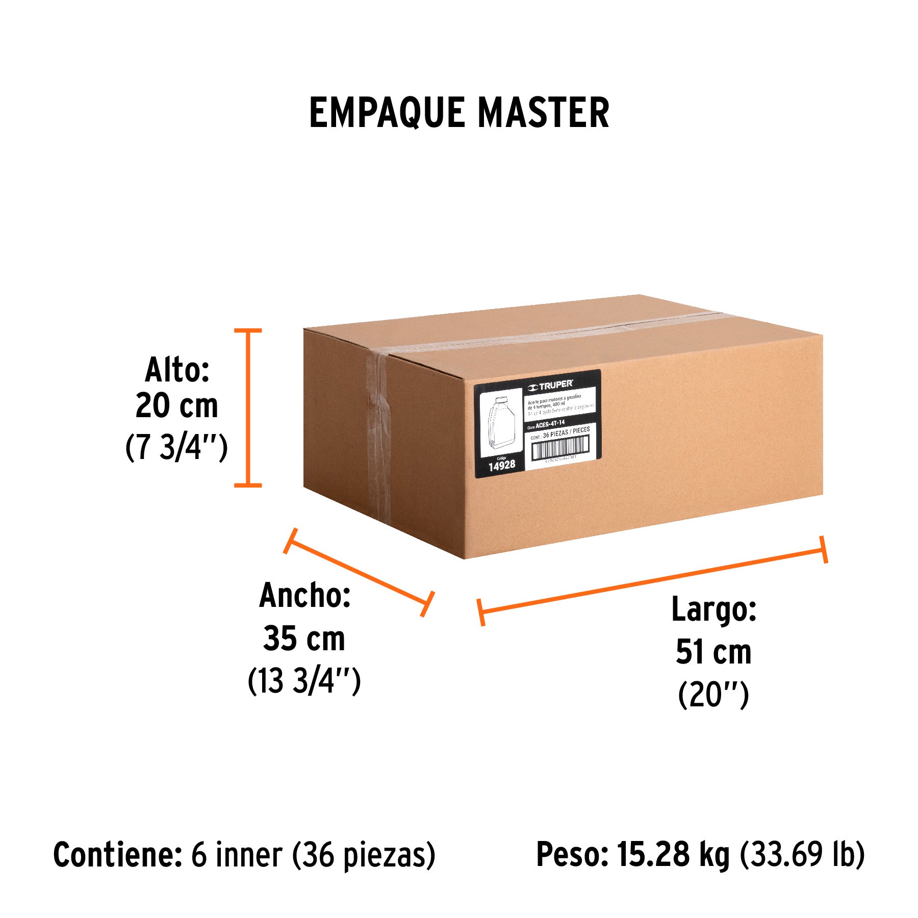 Aceite semi-sintético, 4 tiempos, 400 ml (14 oz), TRUPER - Empaque