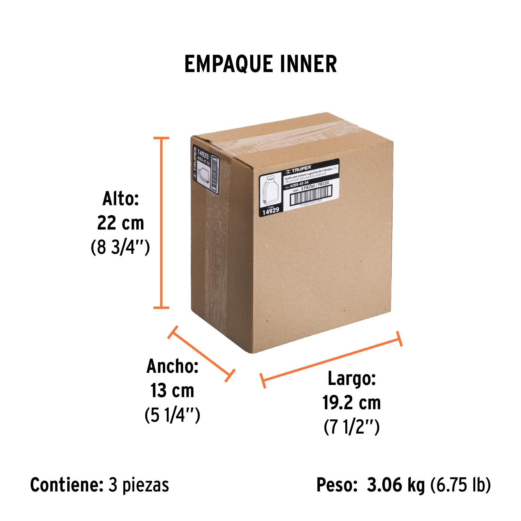 Aceite semi-sintético, 4 tiempos, 1000ml (34 oz), TRUPER - Empaque