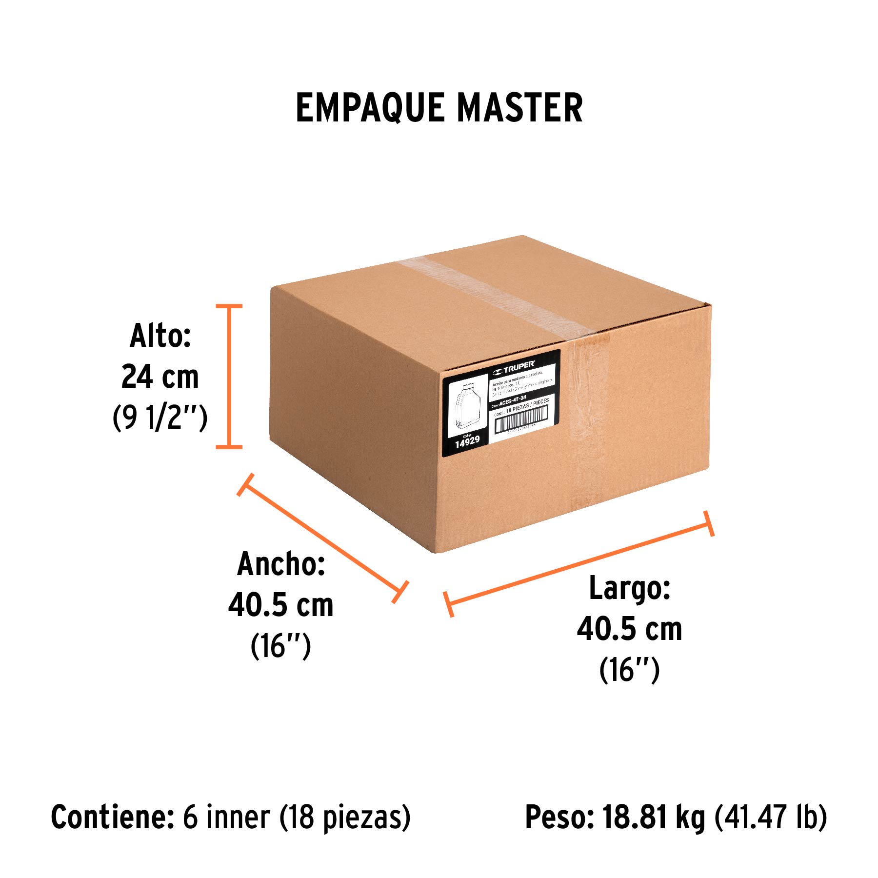 Aceite semi-sintético, 4 tiempos, 1000ml (34 oz), TRUPER - Empaque